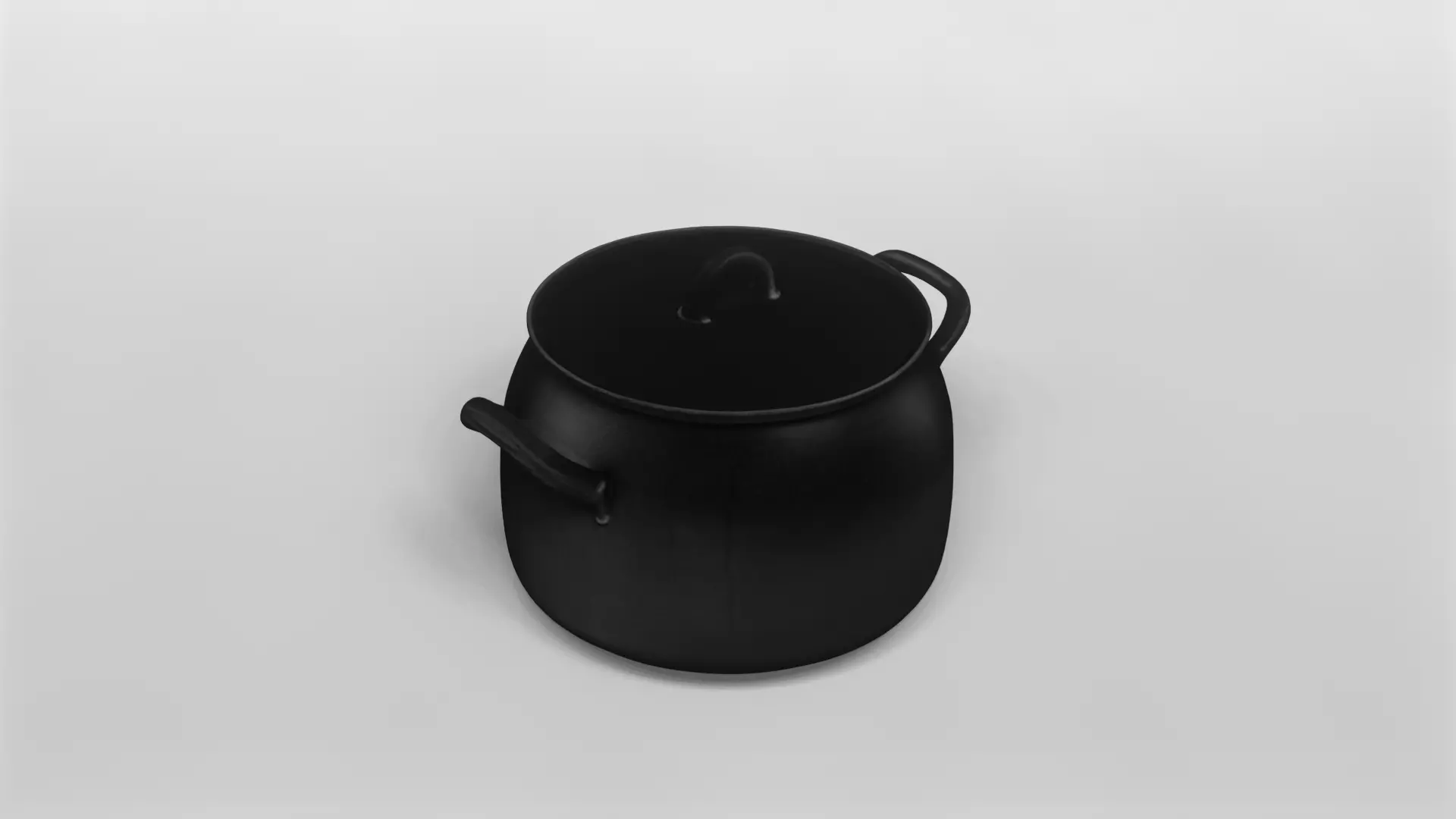Realistic Black Cast Iron Cooking Pot with Lid 3D model_0