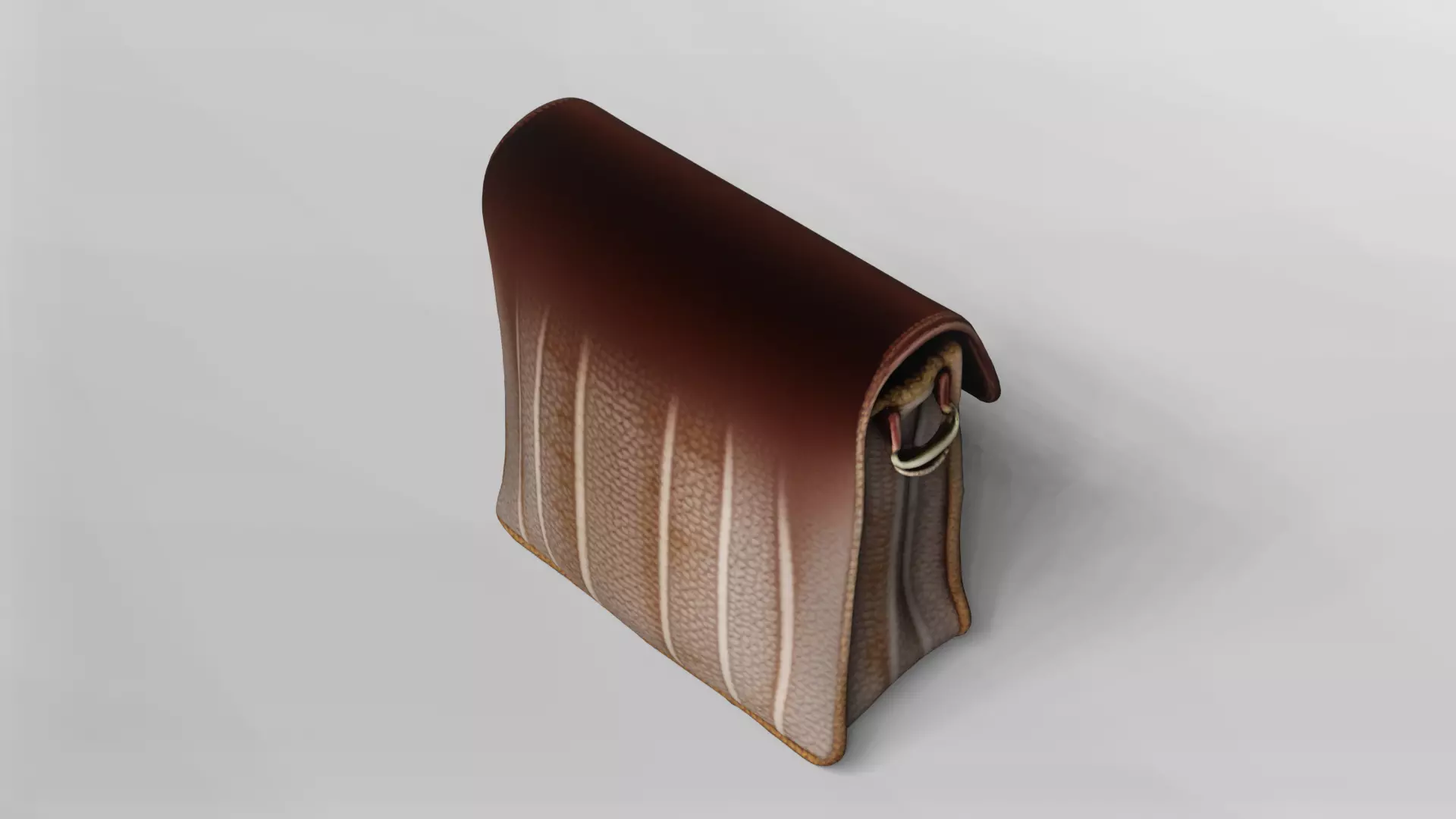 Stylish Woven Fabric and Leather Shoulder Bag 3D Model 3D model_4