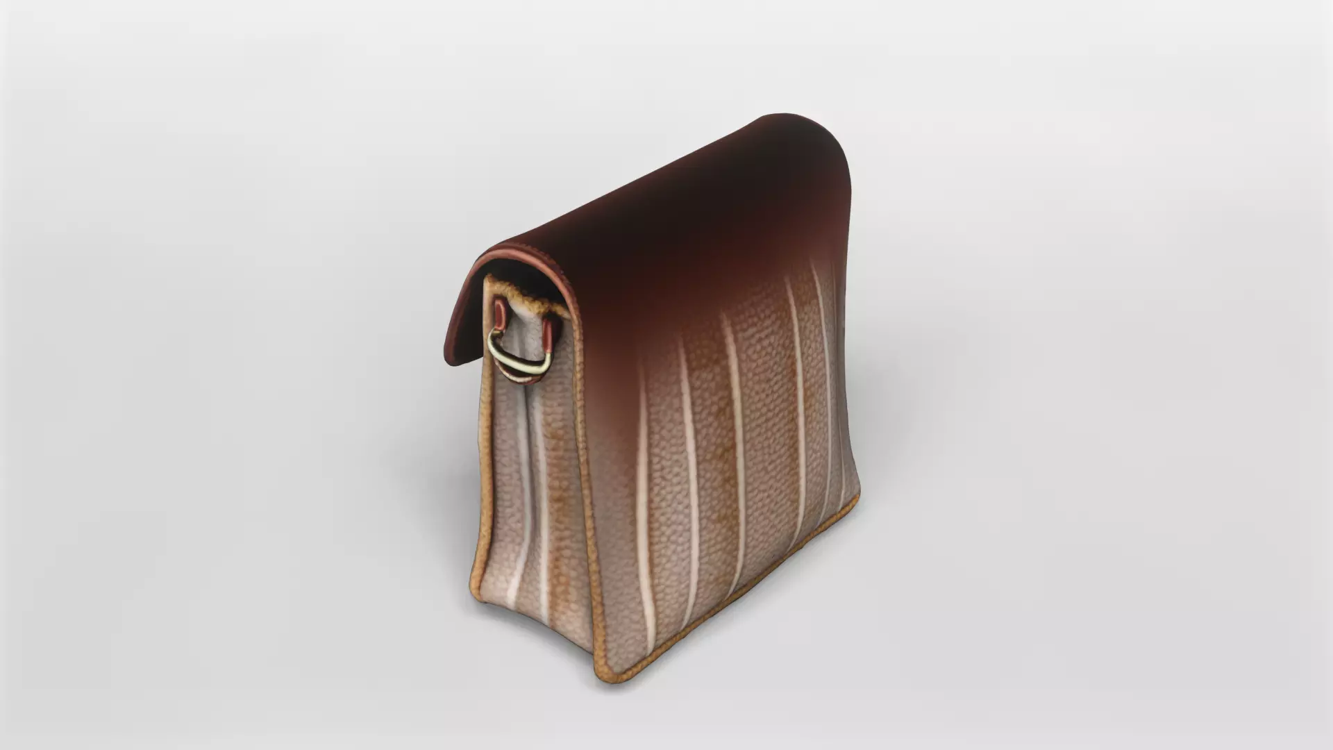 Stylish Woven Fabric and Leather Shoulder Bag 3D Model 3D model_3