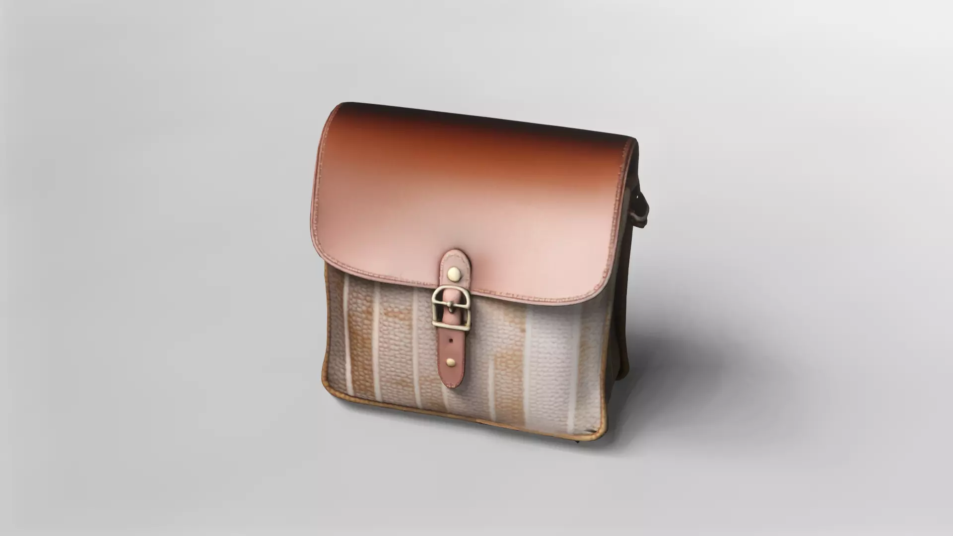 Stylish Woven Fabric and Leather Shoulder Bag 3D Model 3D model_1