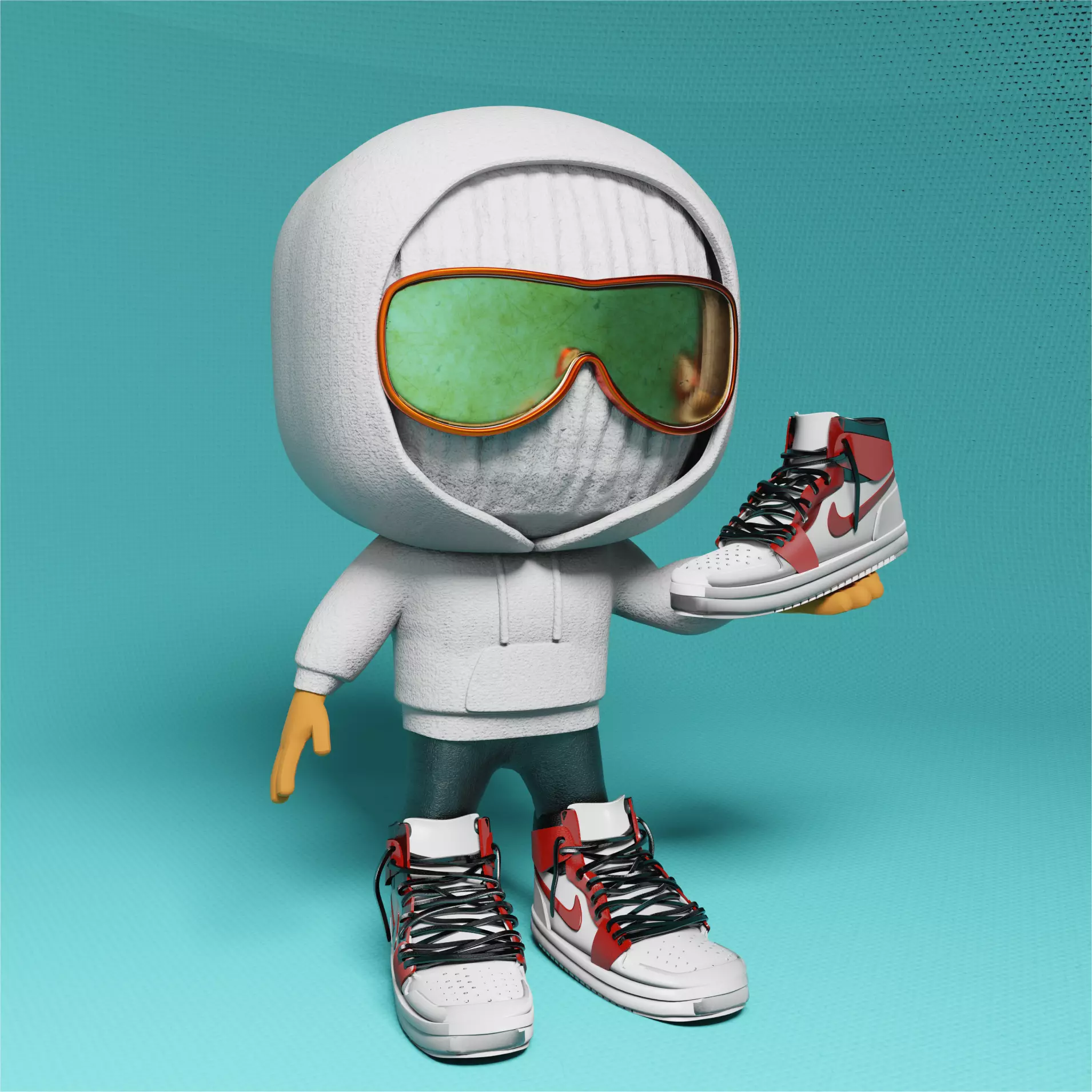 Stylized Funko-Inspired Character with Air Jordan Sneakers 3D print model_0