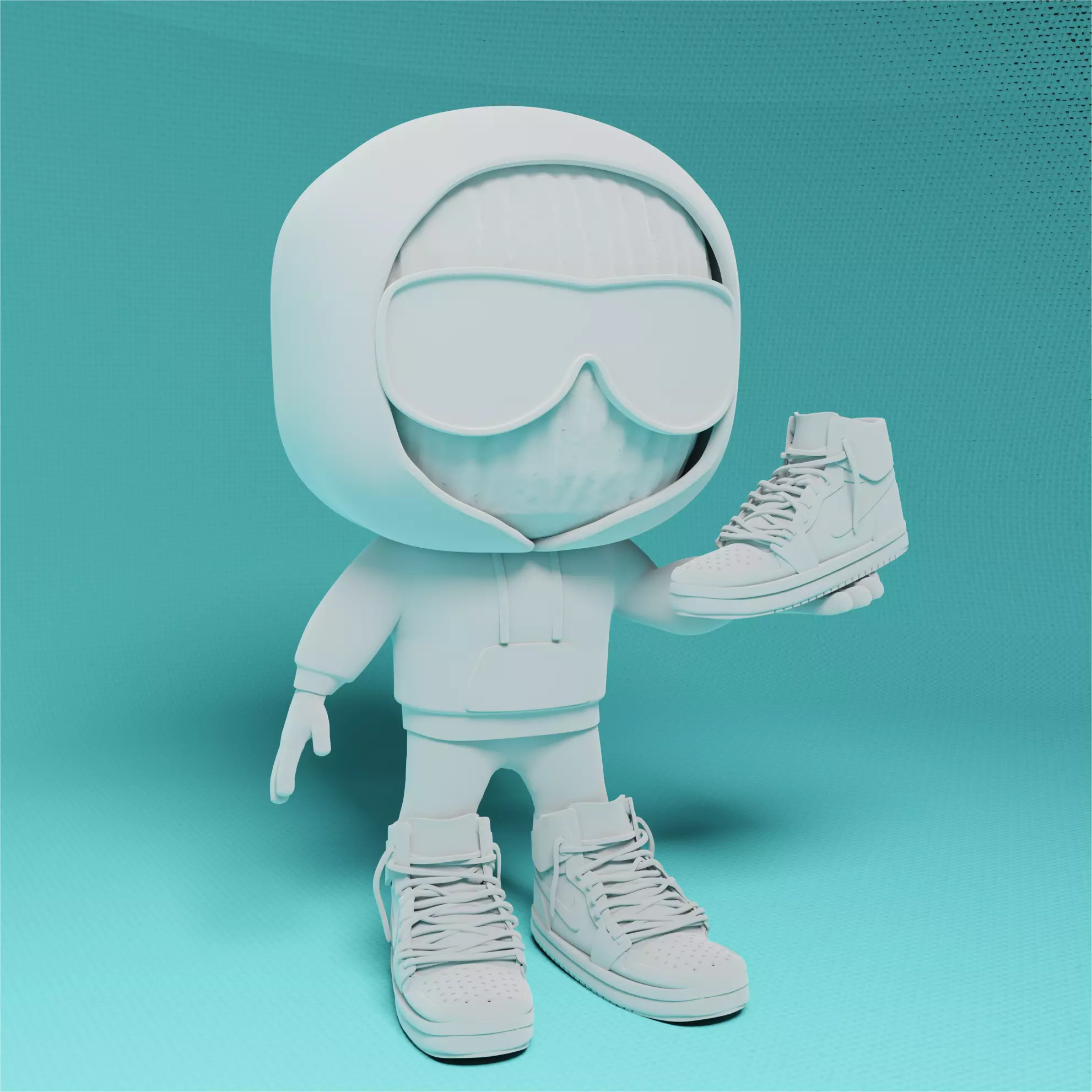 Stylized Funko-Inspired Character with Air Jordan Sneakers 3D print model_1