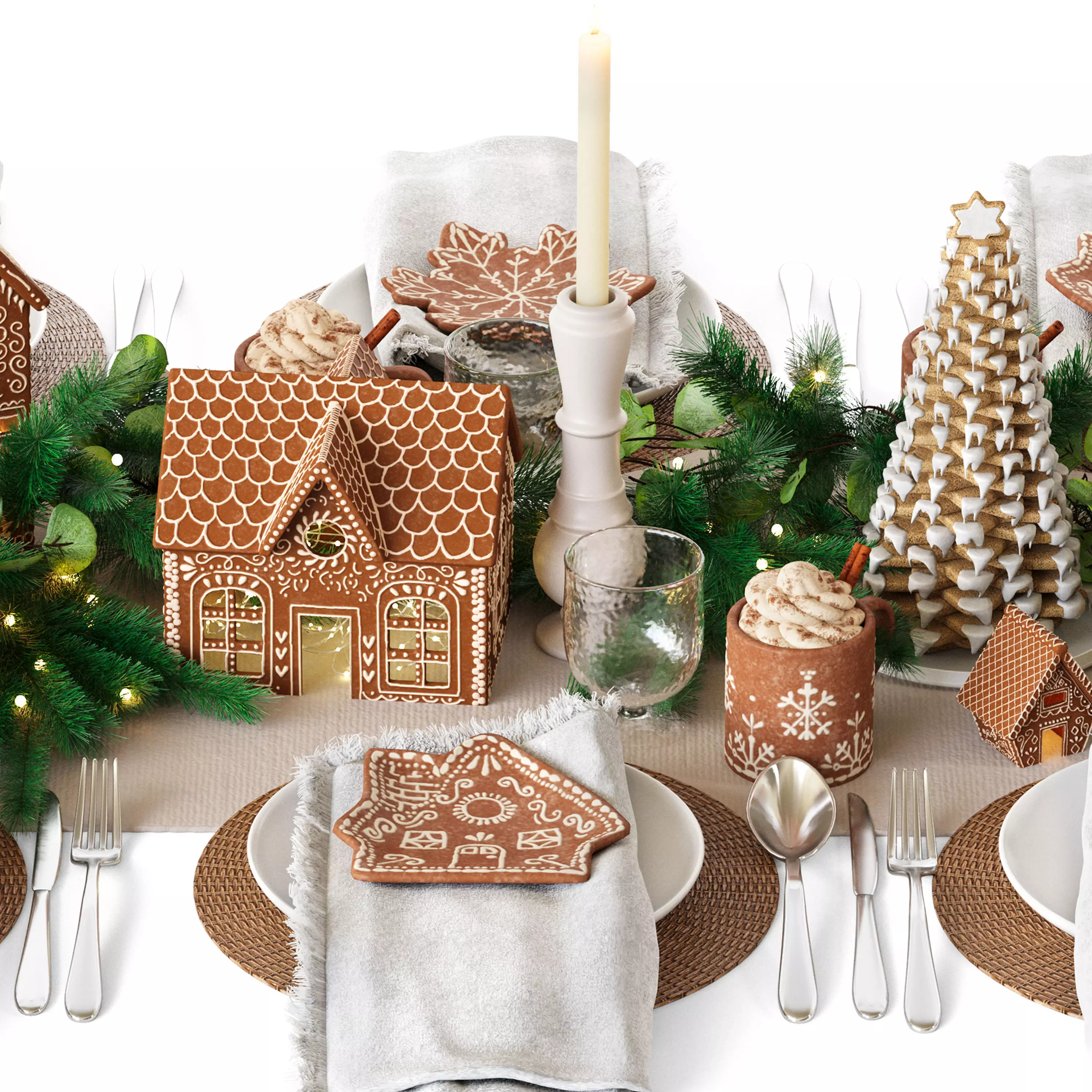 Table setting Gingerbread Village Houses 3D model_3