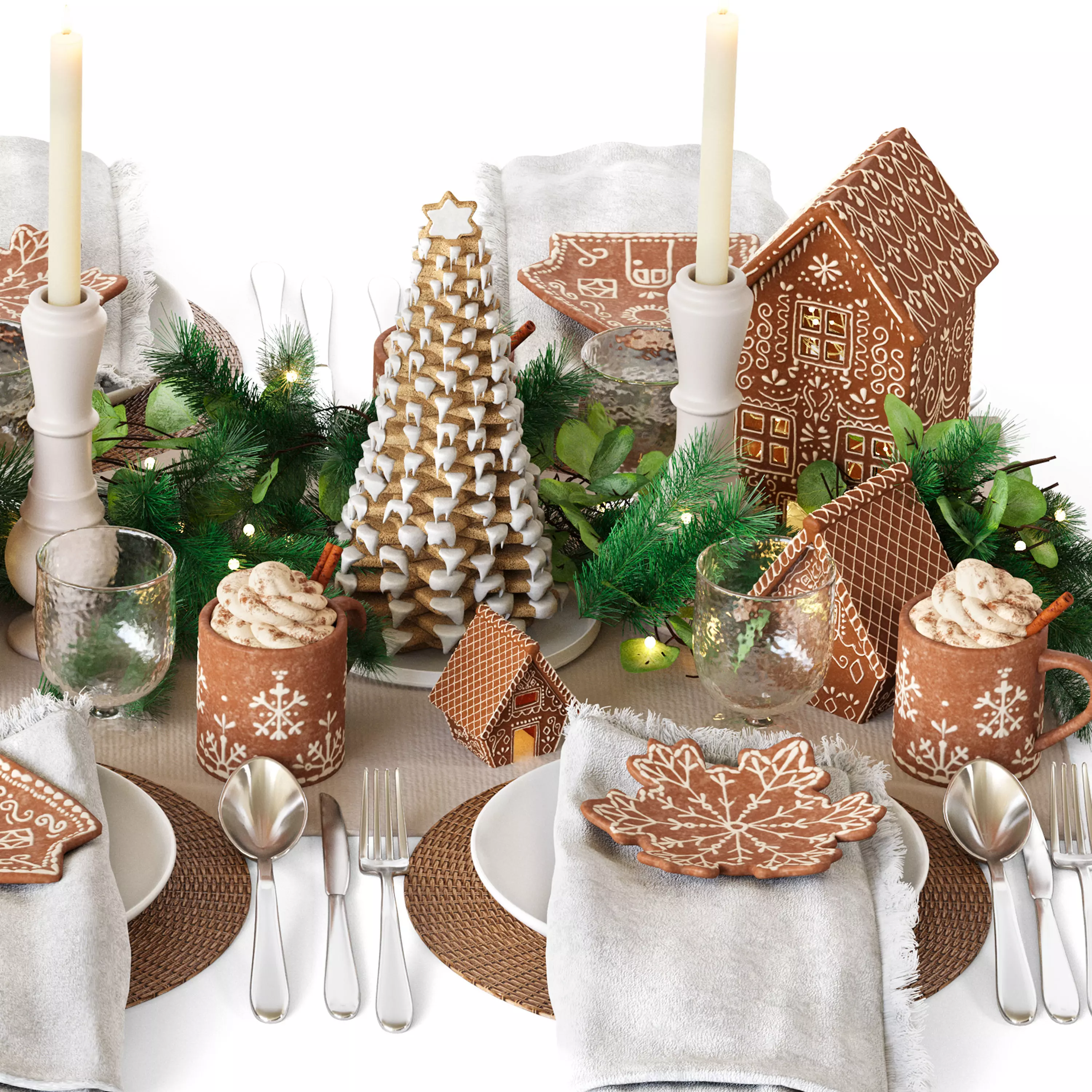 Table setting Gingerbread Village Houses 3D model_4
