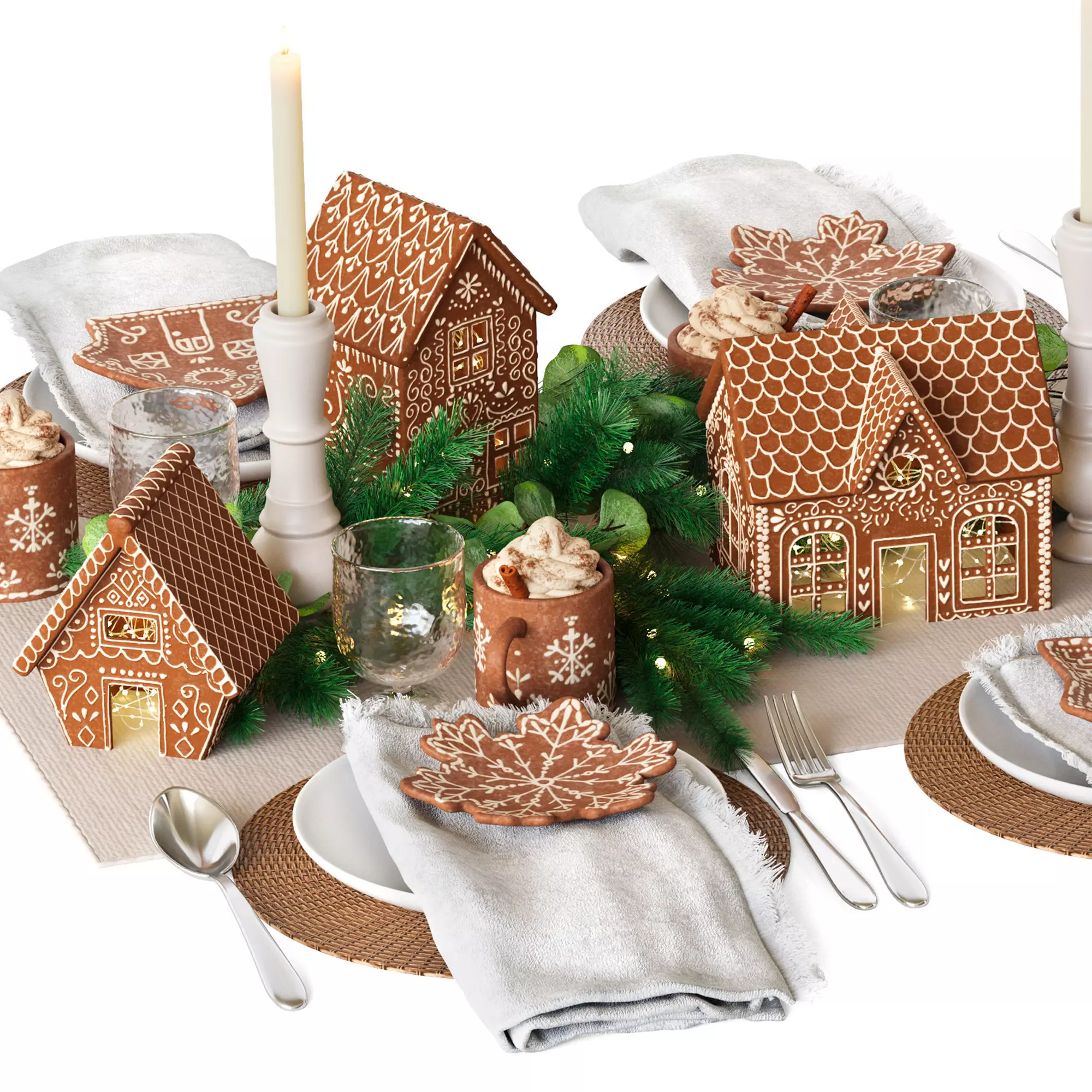 Table setting Gingerbread Village Houses 3D model_5