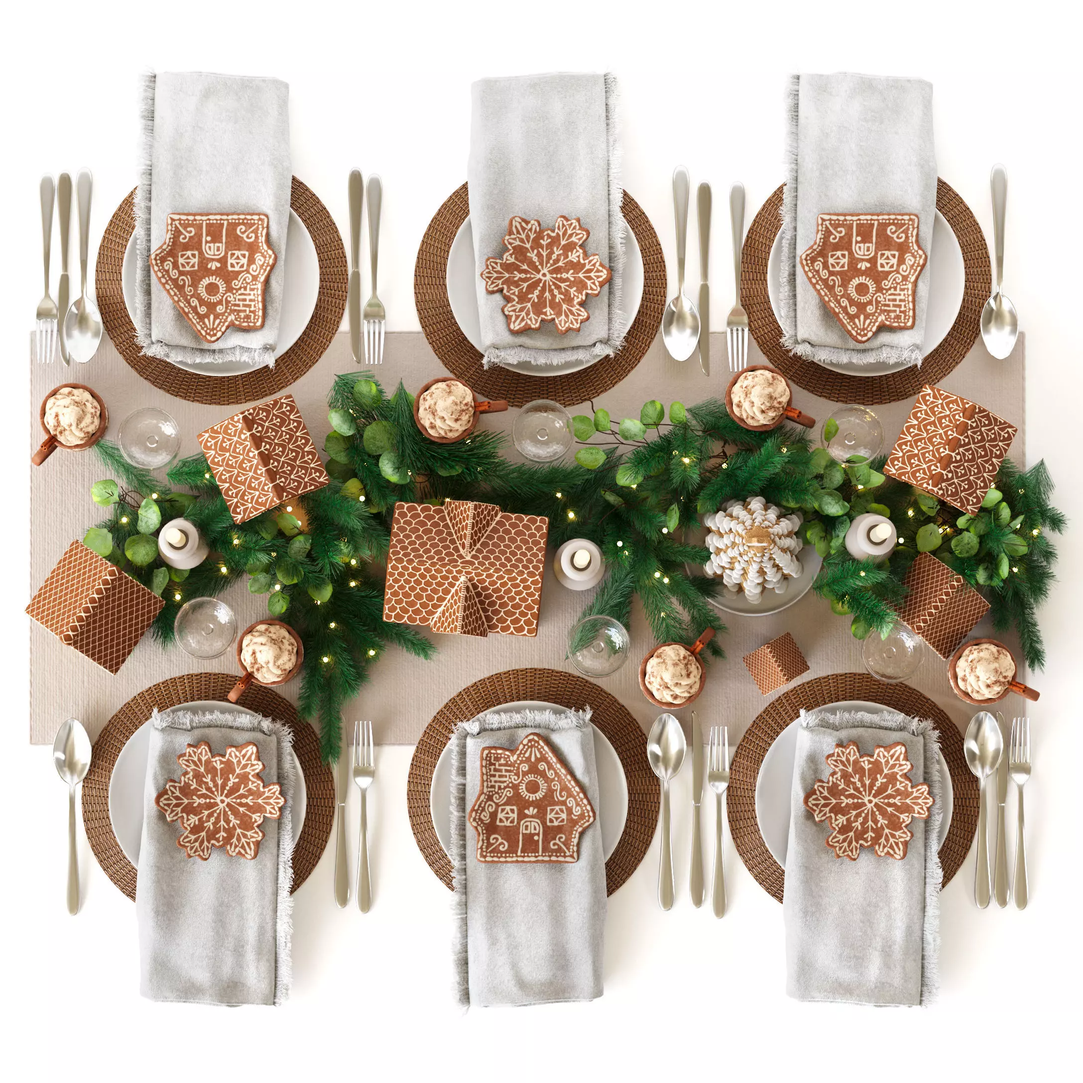 Table setting Gingerbread Village Houses 3D model_2