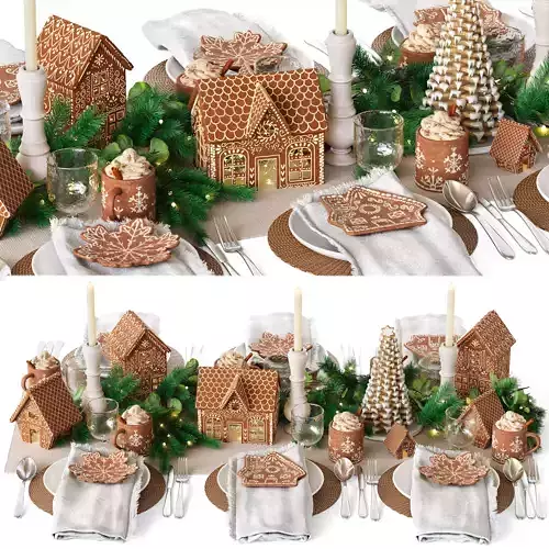 Table setting Gingerbread Village Houses
