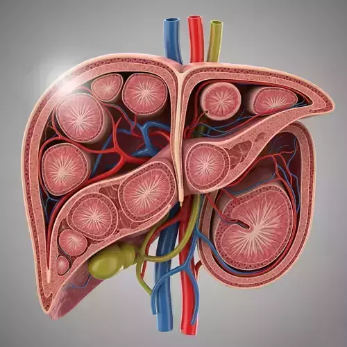 3D Model of Human Liver Anatomy - Scientific and Medical  Low-poly 3D model