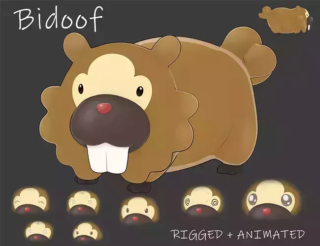 Bidoof Low-poly 3D model