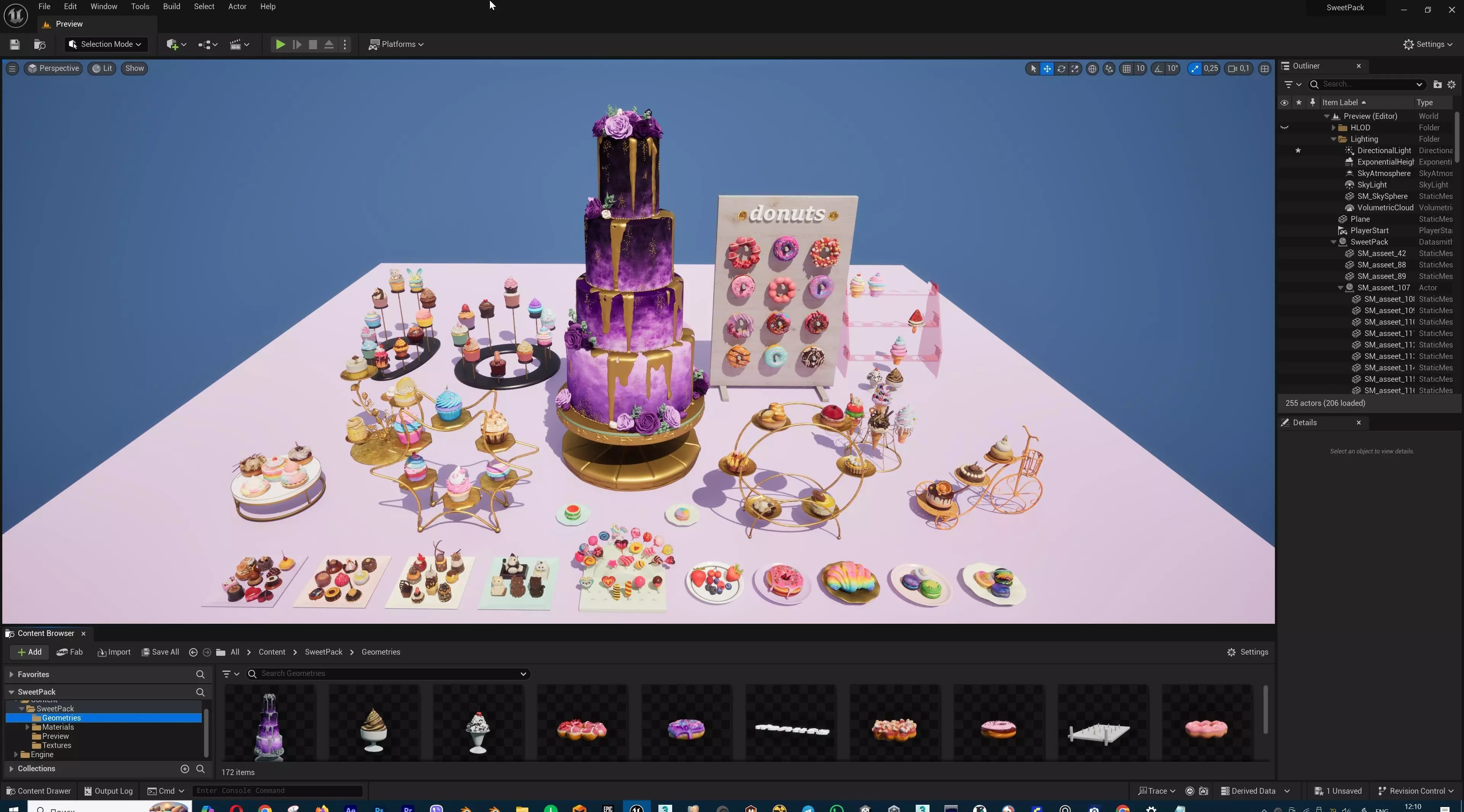 Sweet Dessert Pack Donuts Cupcakes Cake Ice Cream Candy Low-poly 3D model_57