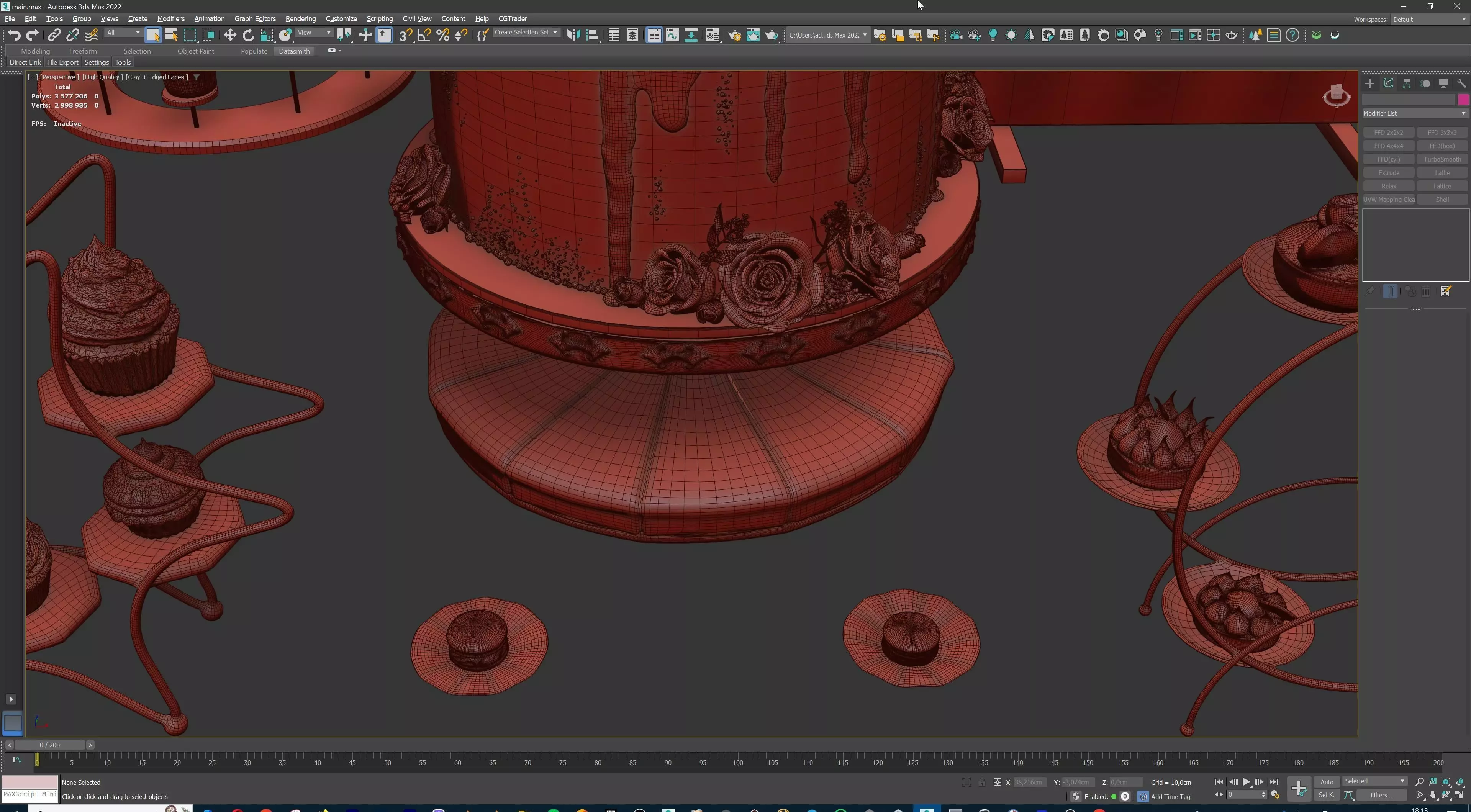 Sweet Dessert Pack Donuts Cupcakes Cake Ice Cream Candy Low-poly 3D model_47