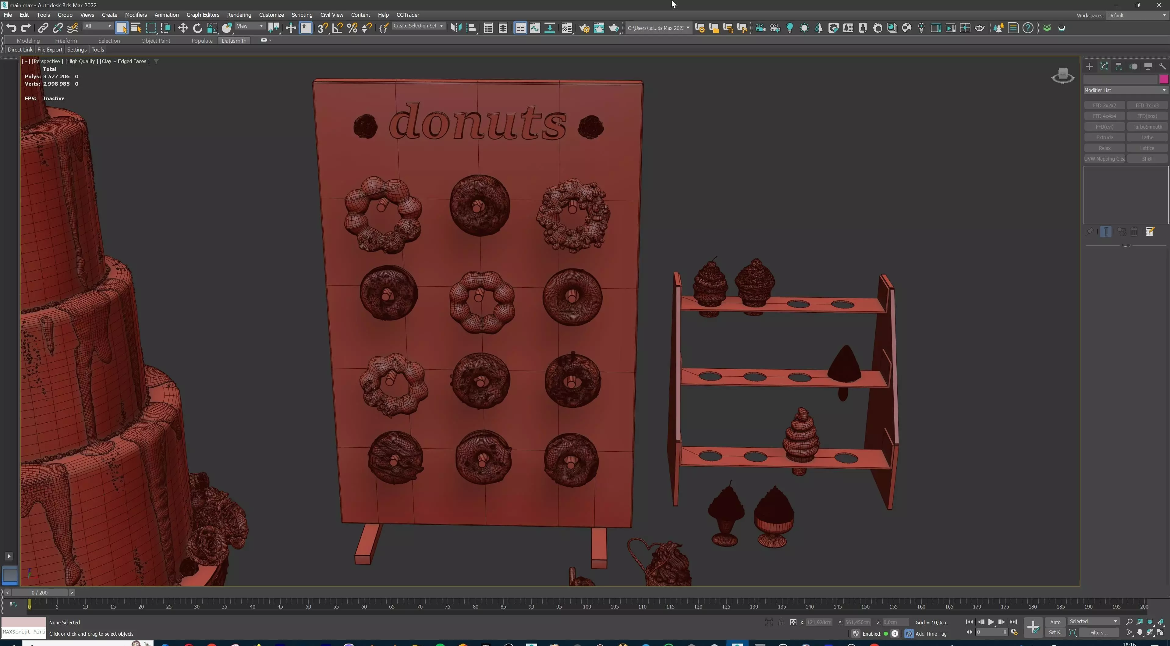 Sweet Dessert Pack Donuts Cupcakes Cake Ice Cream Candy Low-poly 3D model_48