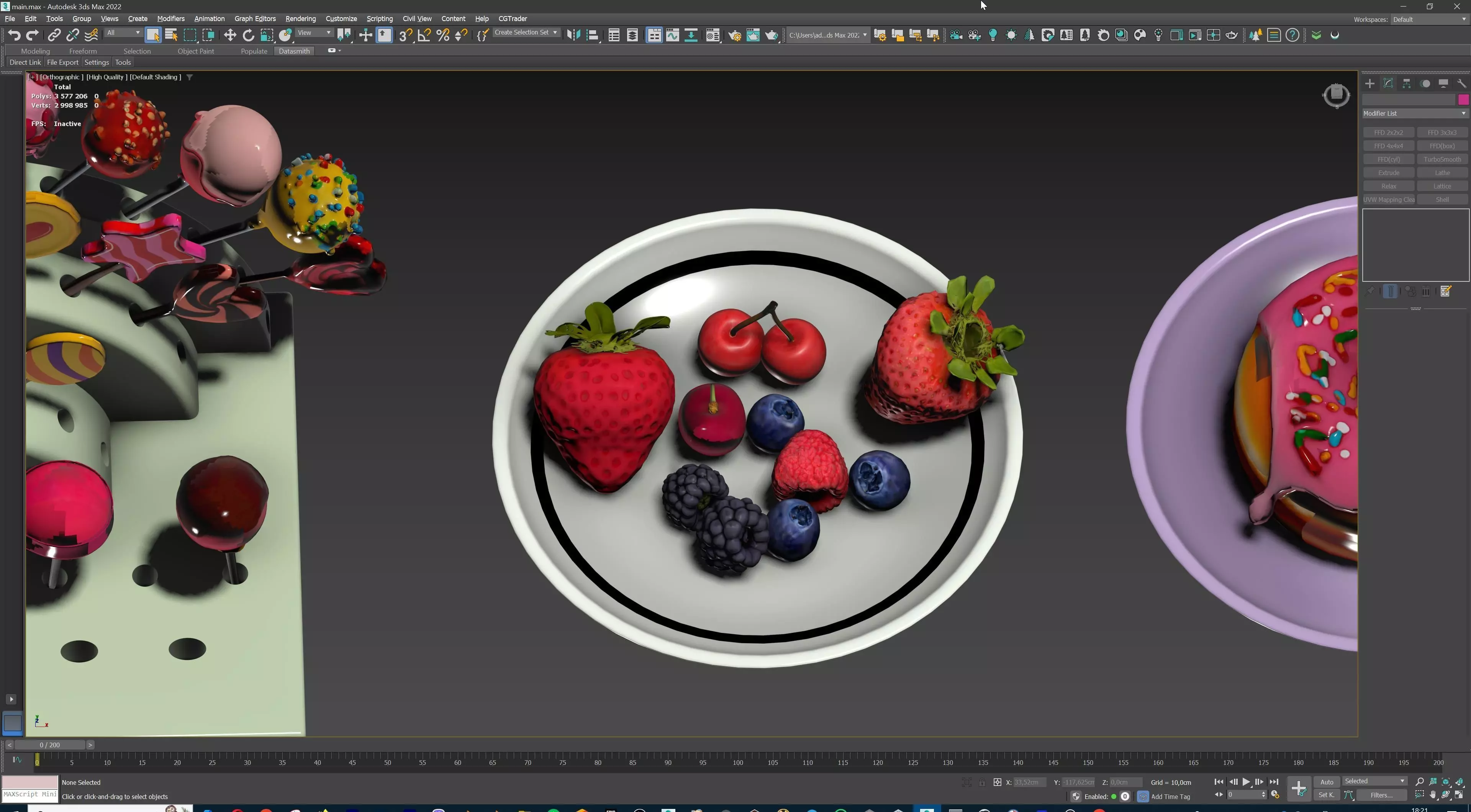 Sweet Dessert Pack Donuts Cupcakes Cake Ice Cream Candy Low-poly 3D model_43