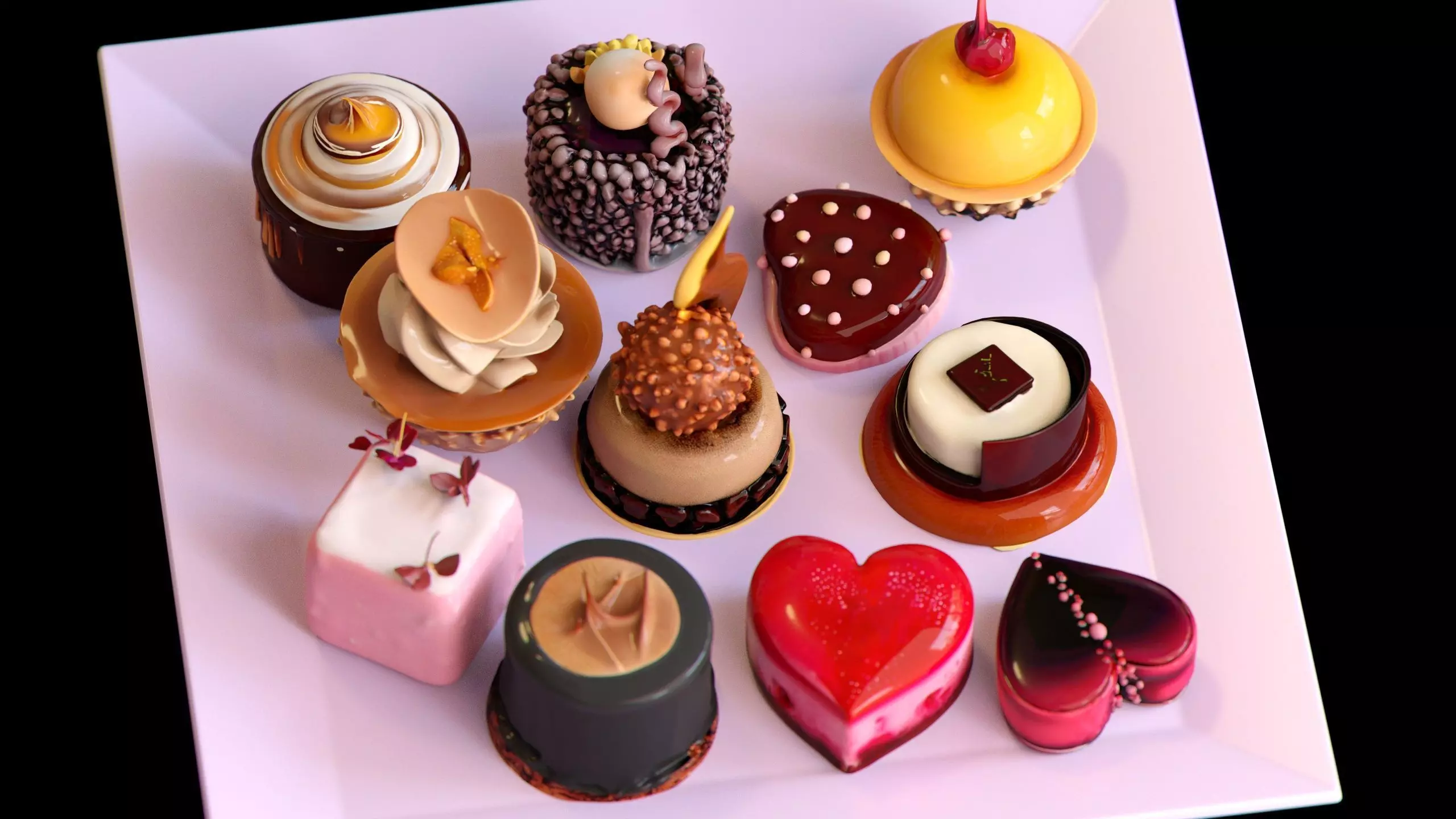 Sweet Dessert Pack Donuts Cupcakes Cake Ice Cream Candy Low-poly 3D model_26