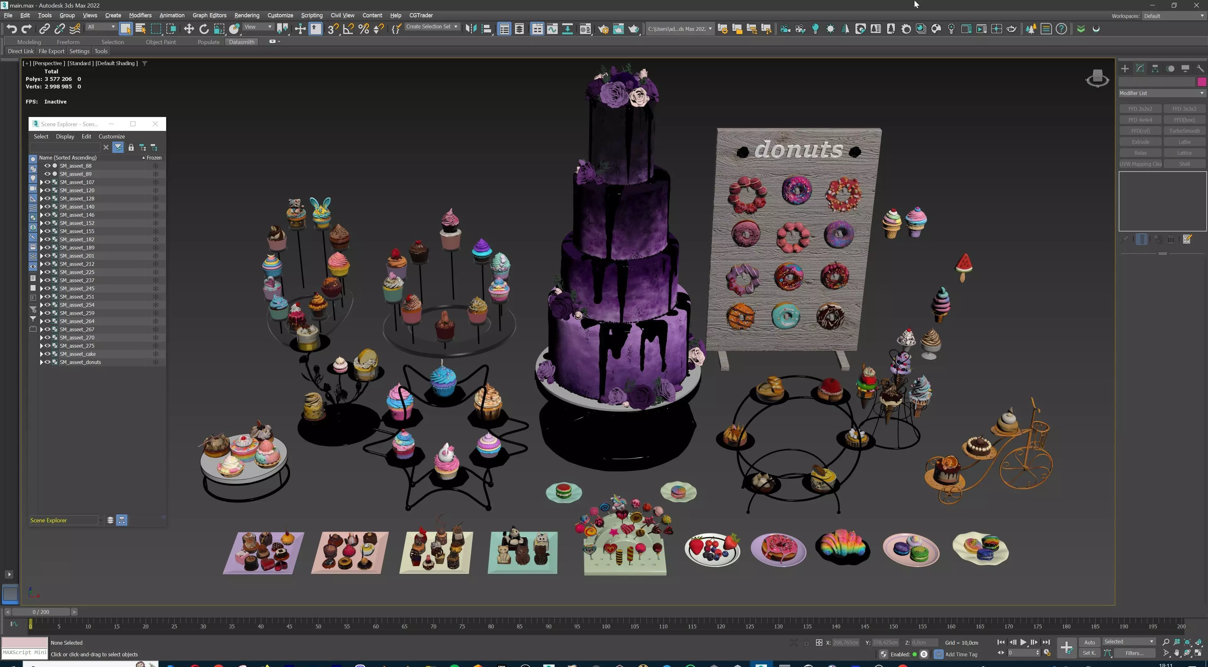 Sweet Dessert Pack Donuts Cupcakes Cake Ice Cream Candy Low-poly 3D model_55