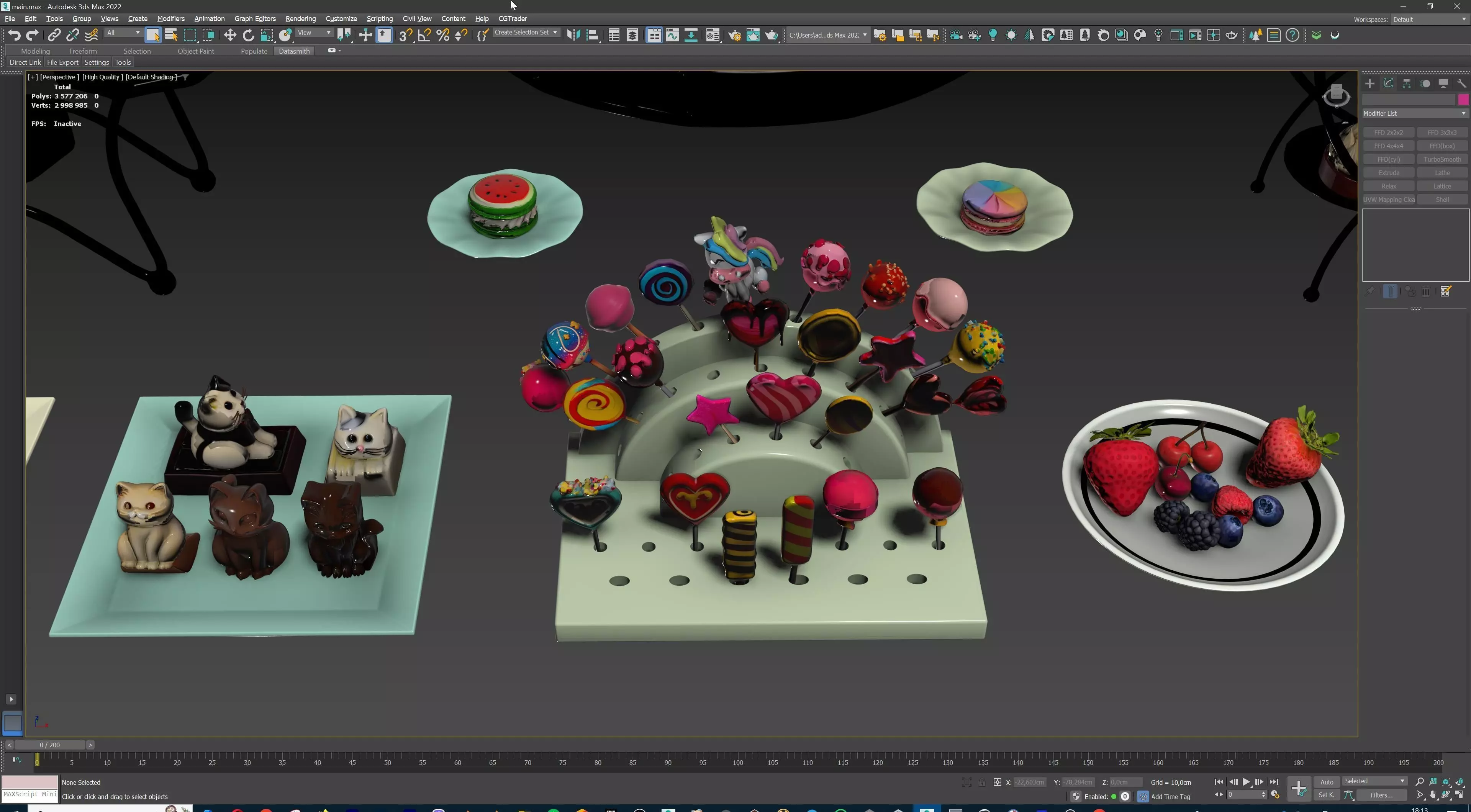 Sweet Dessert Pack Donuts Cupcakes Cake Ice Cream Candy Low-poly 3D model_56