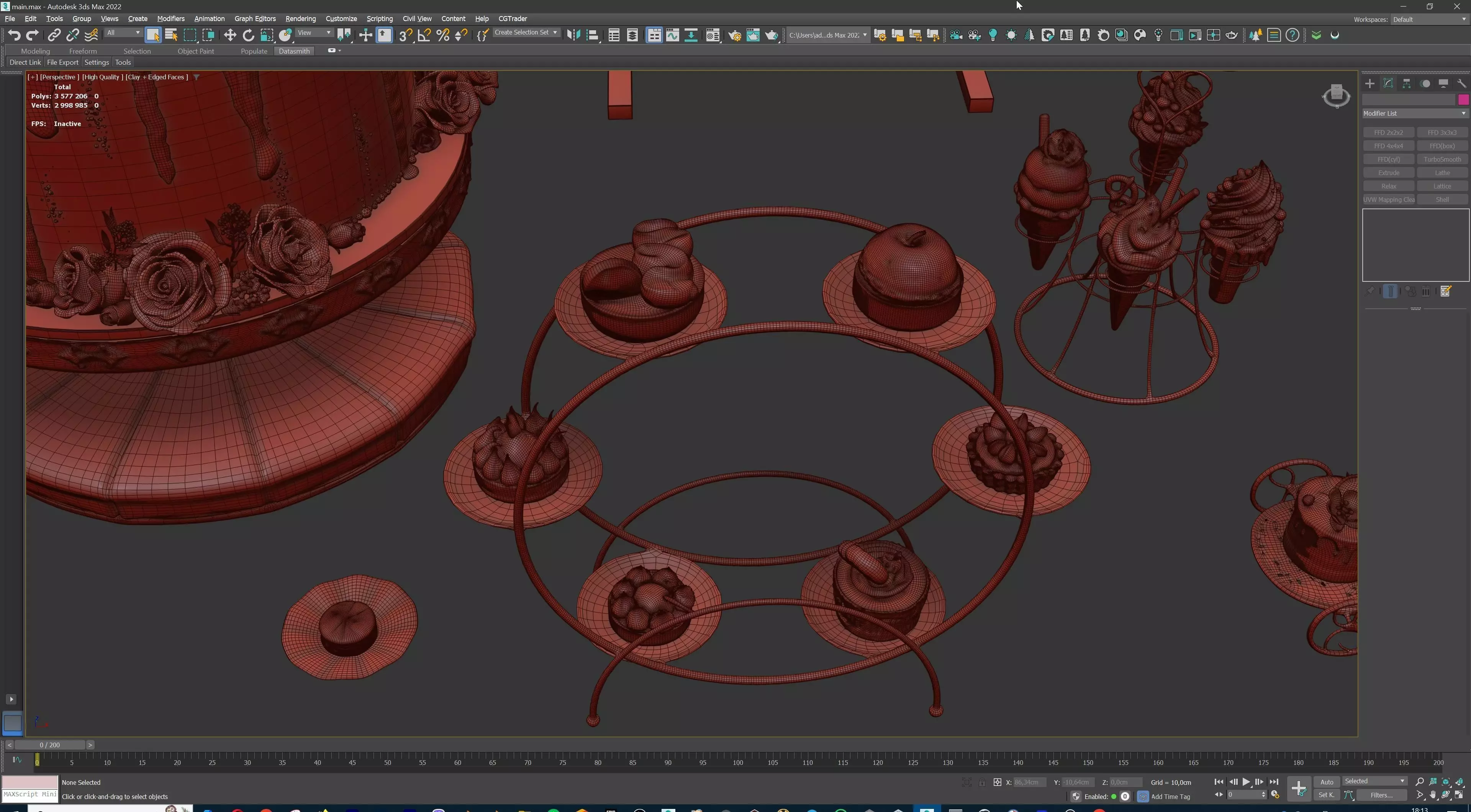 Sweet Dessert Pack Donuts Cupcakes Cake Ice Cream Candy Low-poly 3D model_51