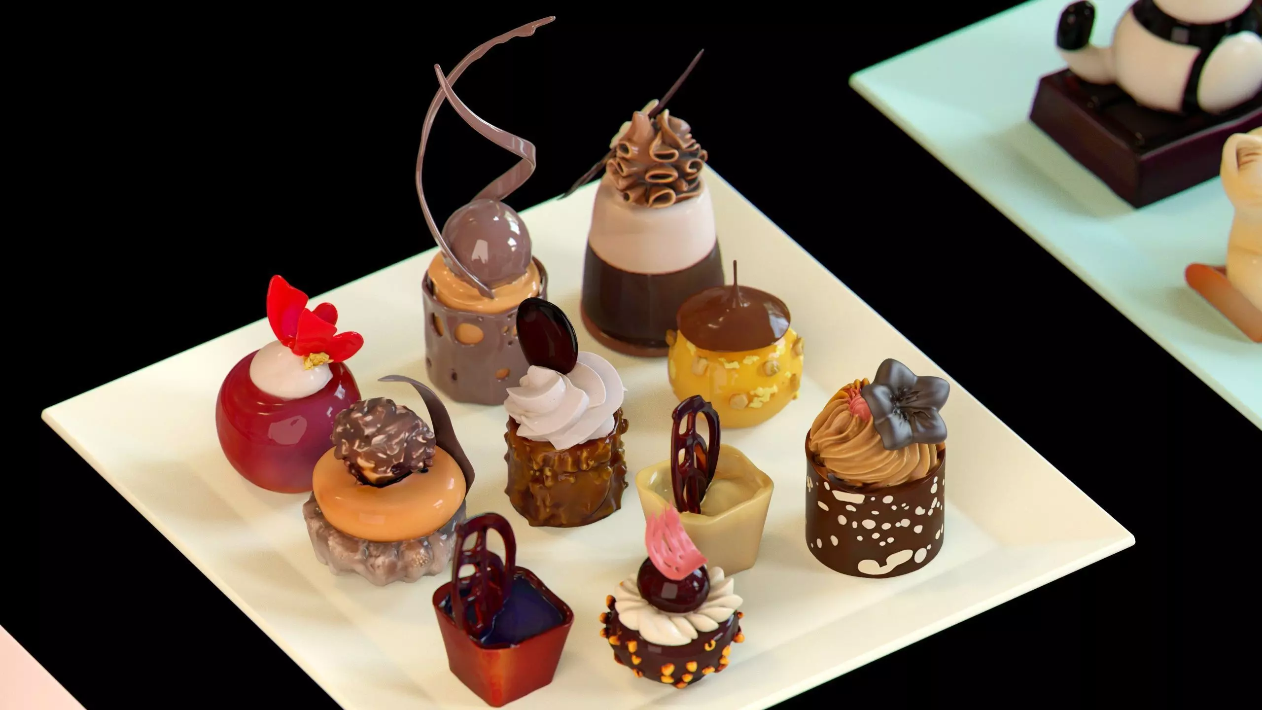 Sweet Dessert Pack Donuts Cupcakes Cake Ice Cream Candy Low-poly 3D model_24