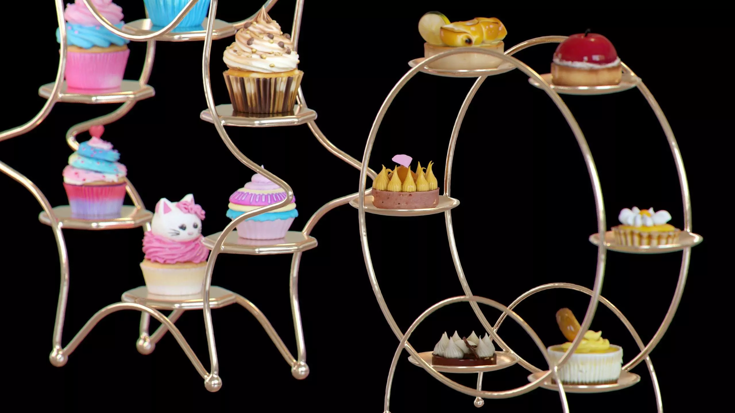 Sweet Dessert Pack Donuts Cupcakes Cake Ice Cream Candy Low-poly 3D model_14