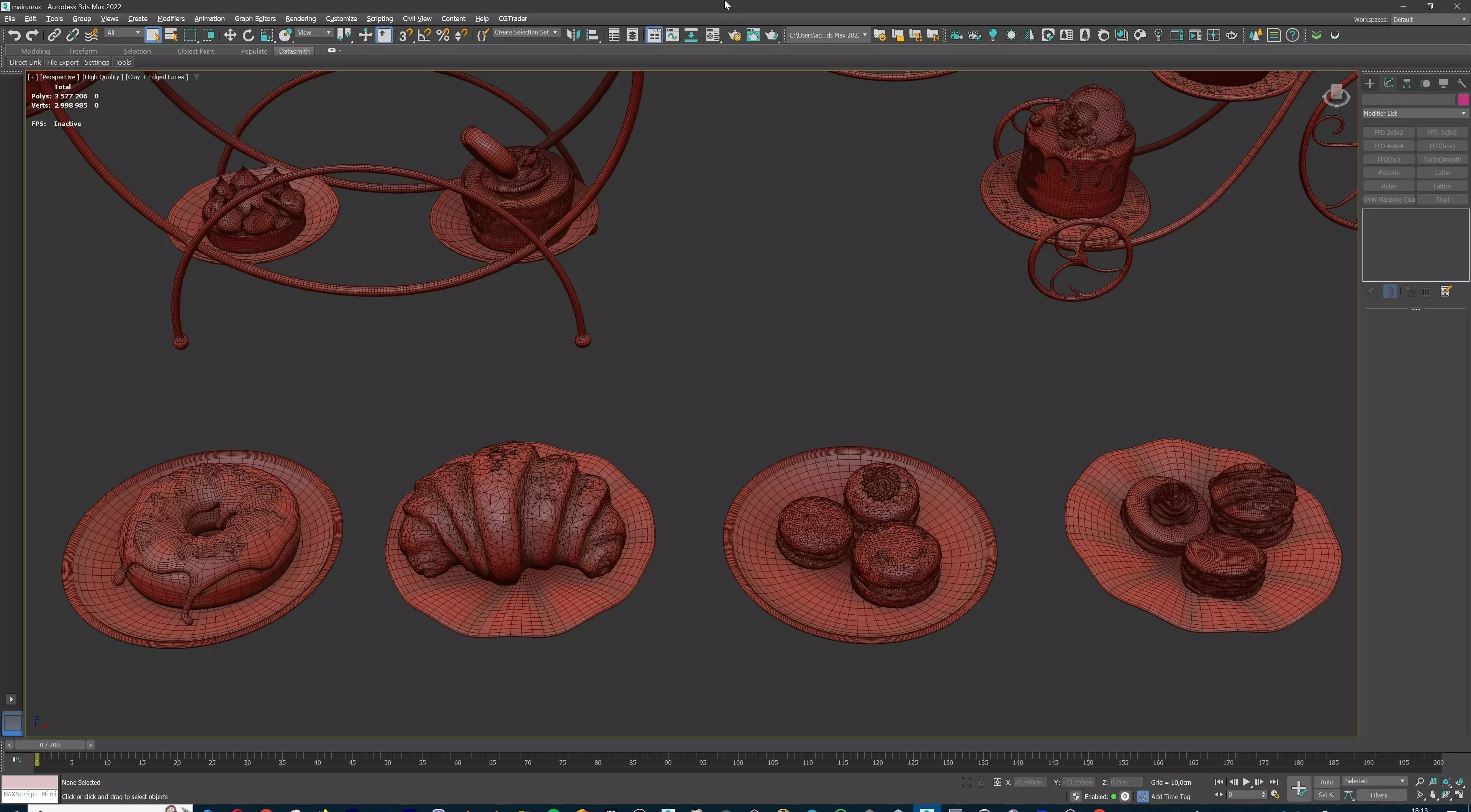 Sweet Dessert Pack Donuts Cupcakes Cake Ice Cream Candy Low-poly 3D model_44