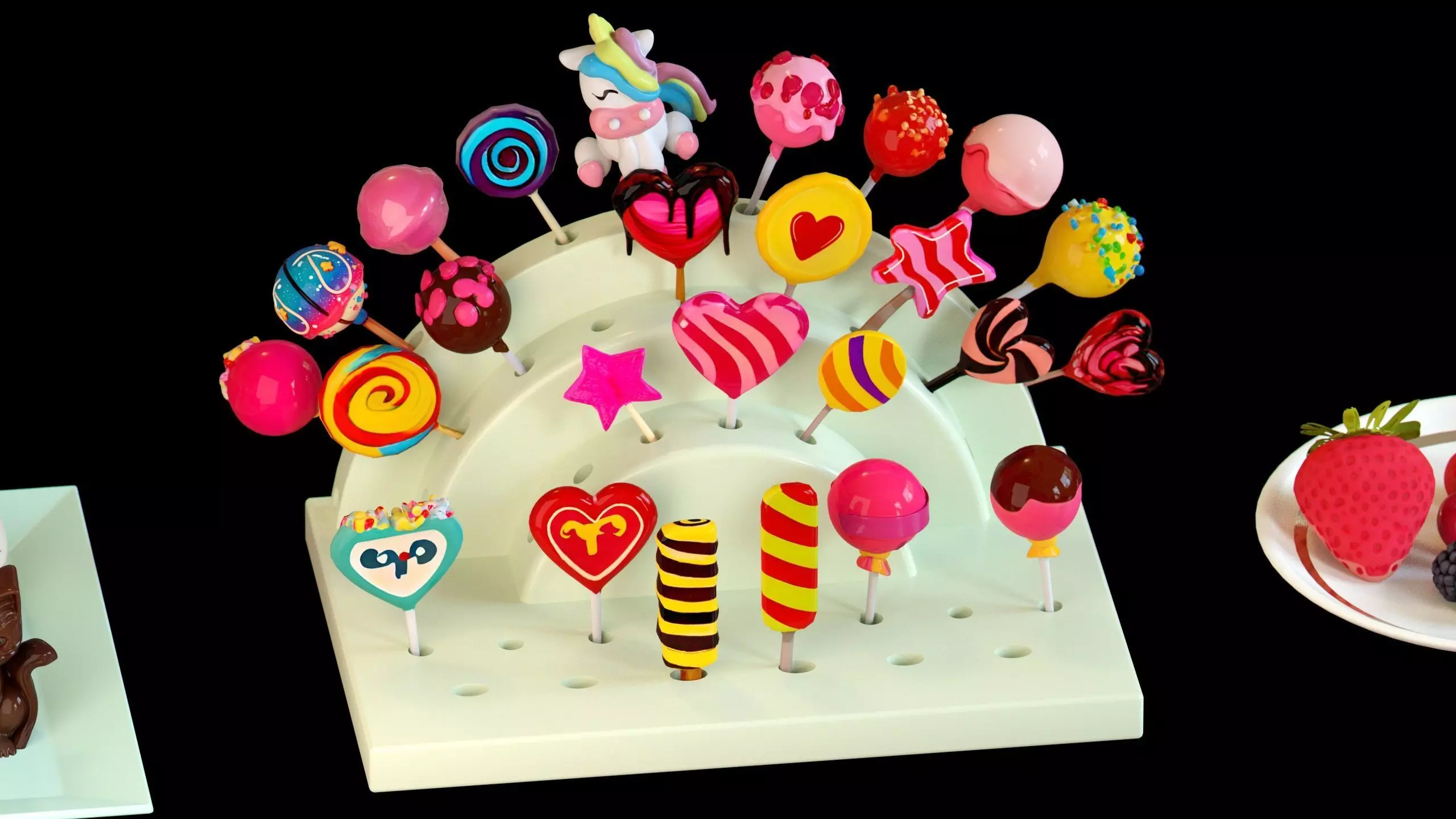 Sweet Dessert Pack Donuts Cupcakes Cake Ice Cream Candy Low-poly 3D model_27