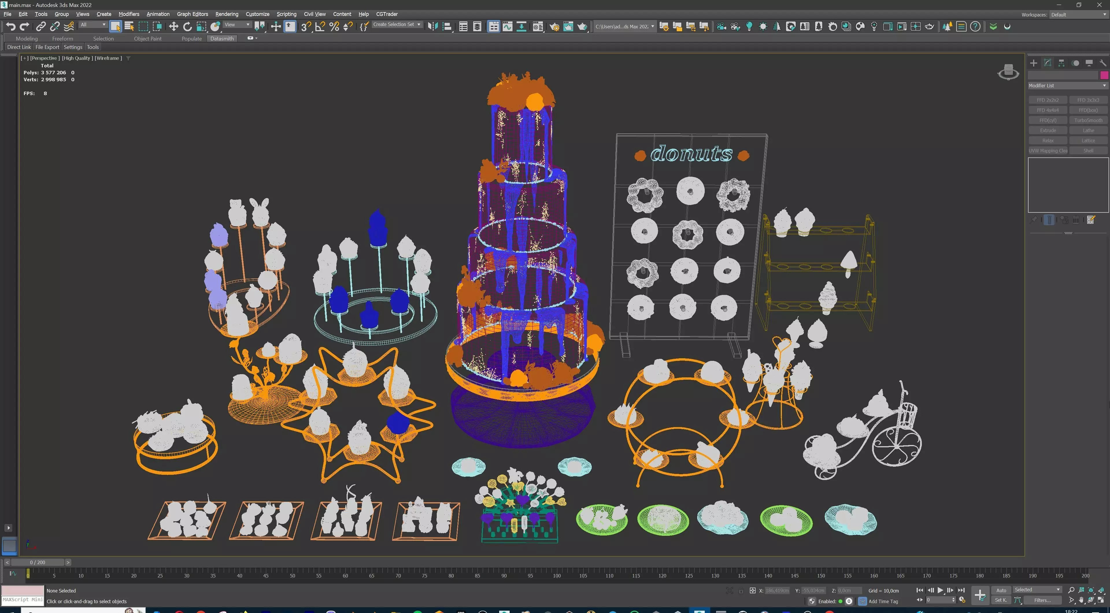 Sweet Dessert Pack Donuts Cupcakes Cake Ice Cream Candy Low-poly 3D model_45