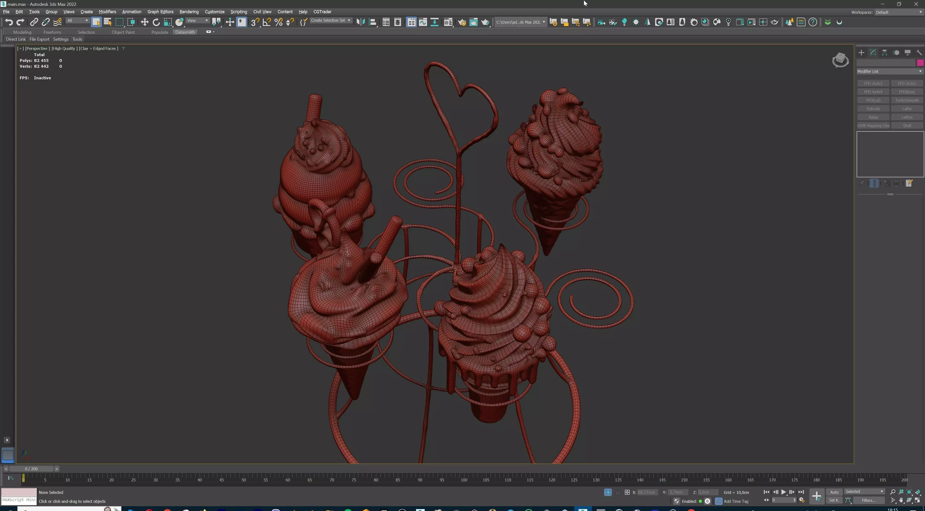 Sweet Dessert Pack Donuts Cupcakes Cake Ice Cream Candy Low-poly 3D model_37