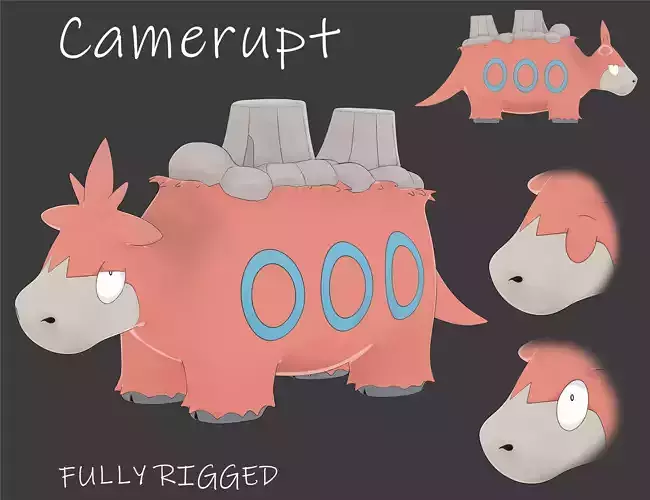 Camerupt Low-poly 3D model