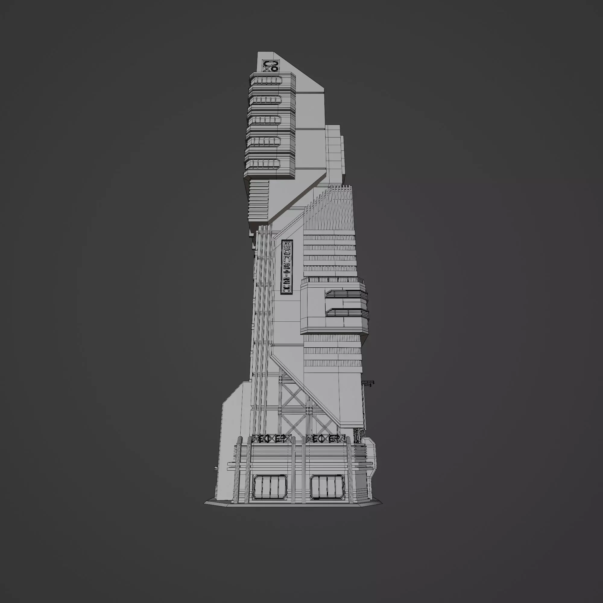 SCIFI CYBERPUNK FUTURISTIC NEON SKYSCRAPER 01 Low-poly 3D model_11