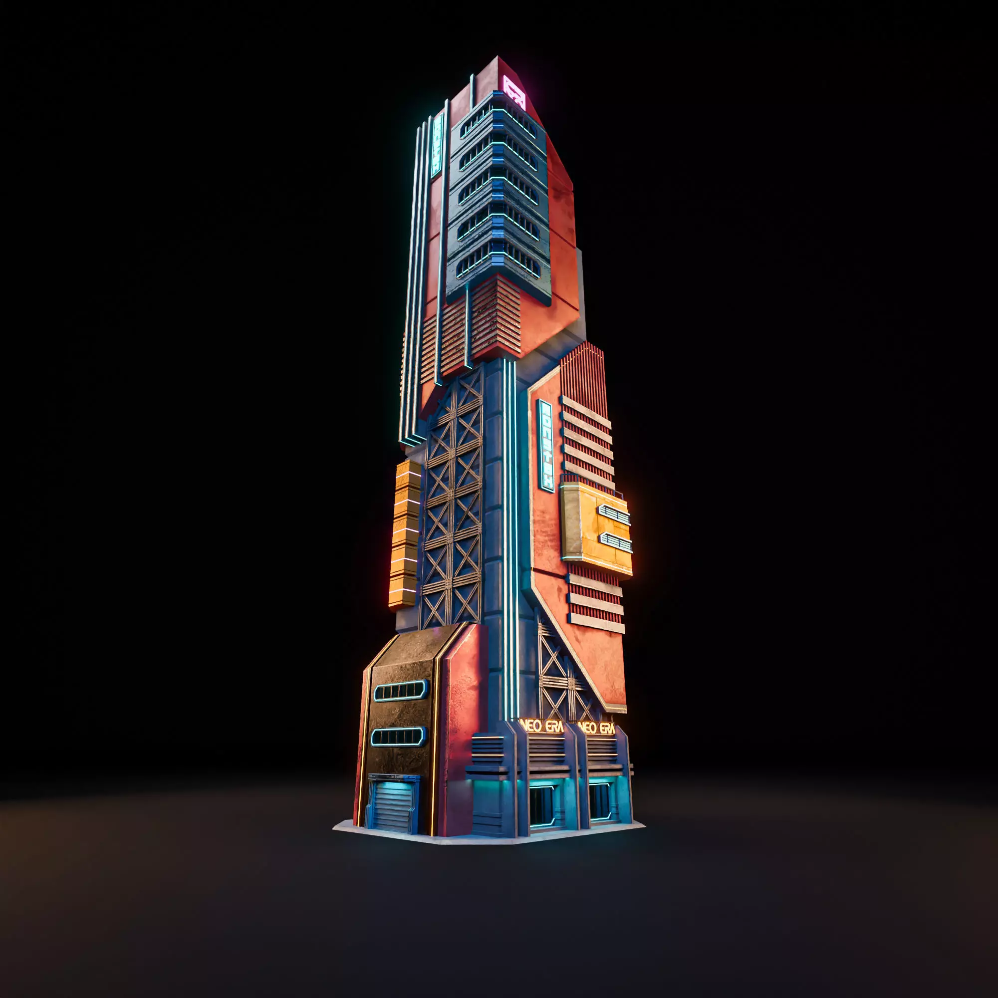 SCIFI CYBERPUNK FUTURISTIC NEON SKYSCRAPER 01 Low-poly 3D model_10