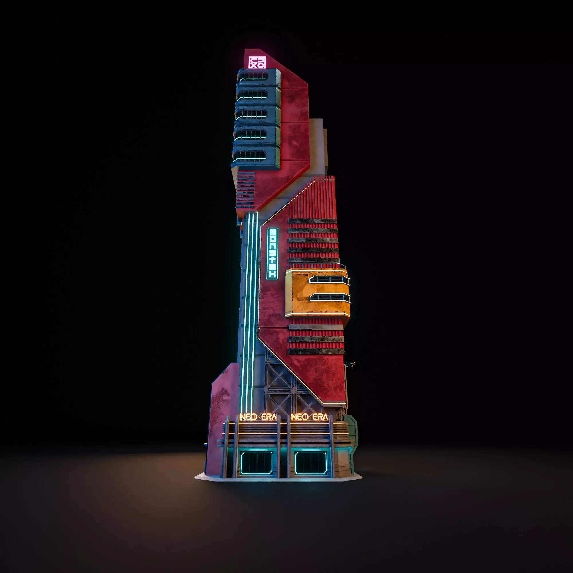 SCIFI CYBERPUNK FUTURISTIC NEON SKYSCRAPER 01 Low-poly 3D model_3