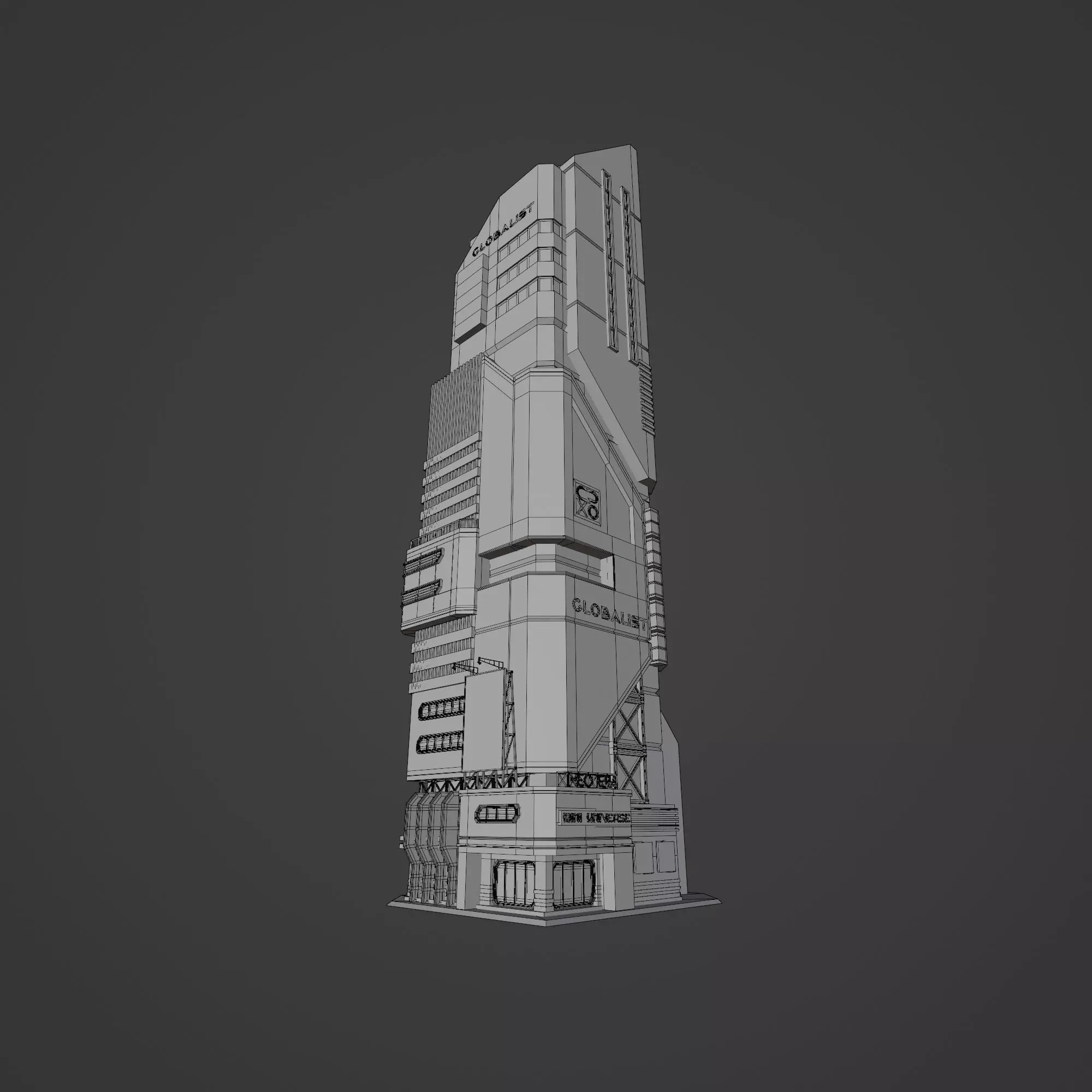 SCIFI CYBERPUNK FUTURISTIC NEON SKYSCRAPER 01 Low-poly 3D model_12