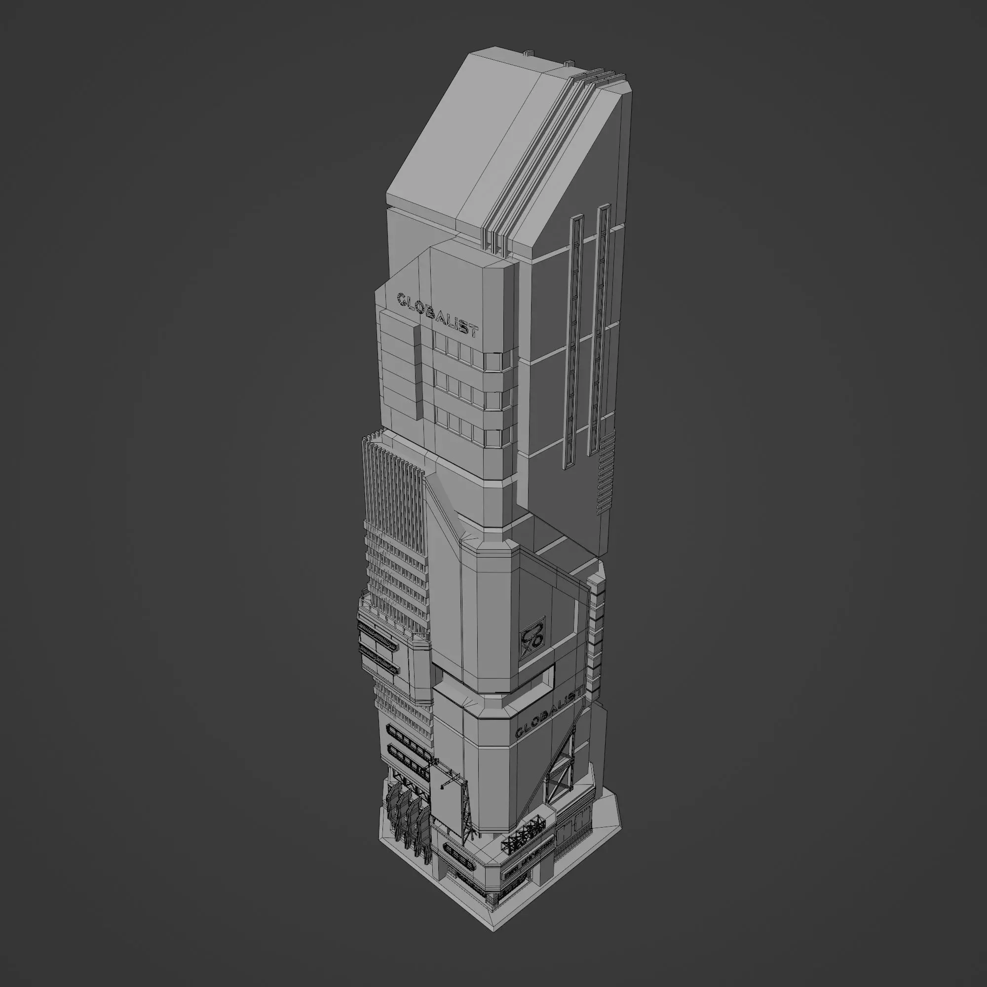 SCIFI CYBERPUNK FUTURISTIC NEON SKYSCRAPER 01 Low-poly 3D model_14