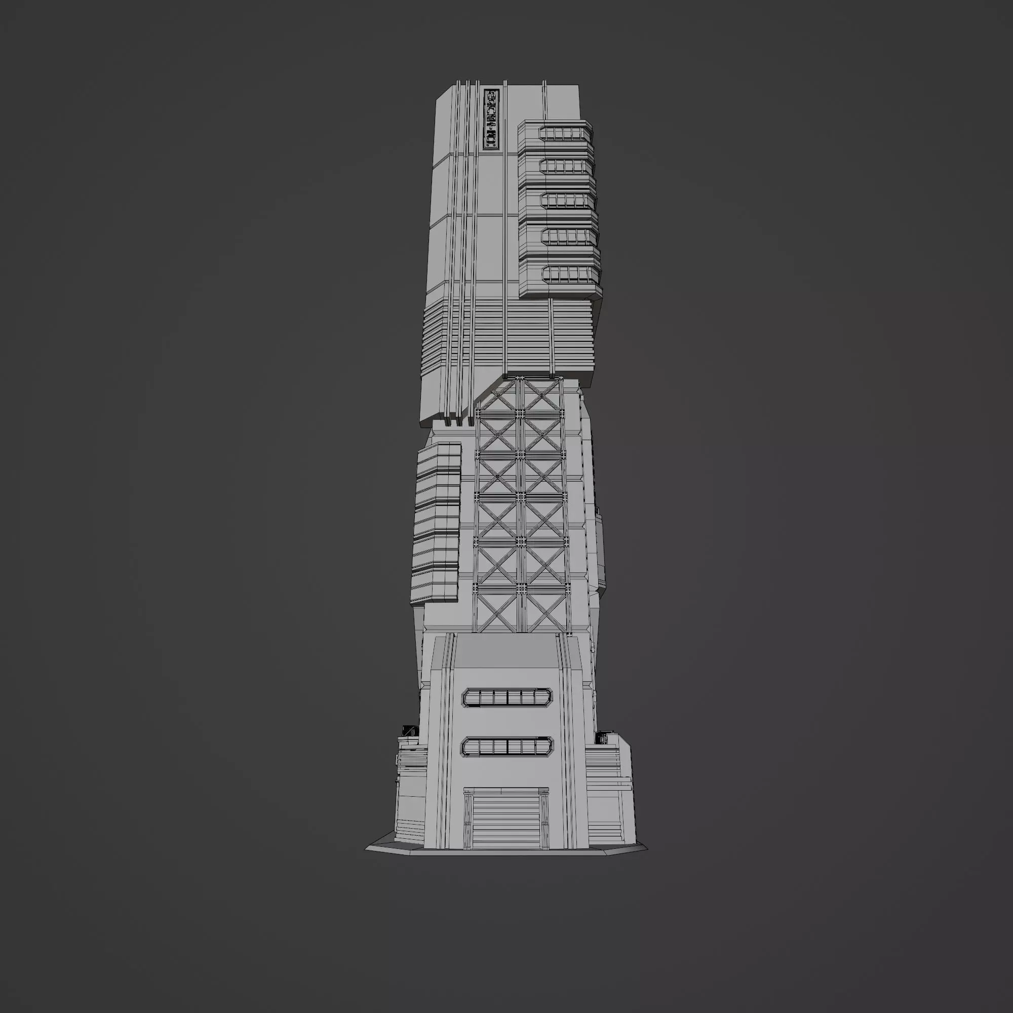 SCIFI CYBERPUNK FUTURISTIC NEON SKYSCRAPER 01 Low-poly 3D model_13