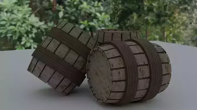 Wooden Barrel 3D Model Low-poly 3D model