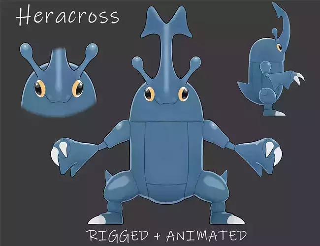 Heracross Low-poly 3D model