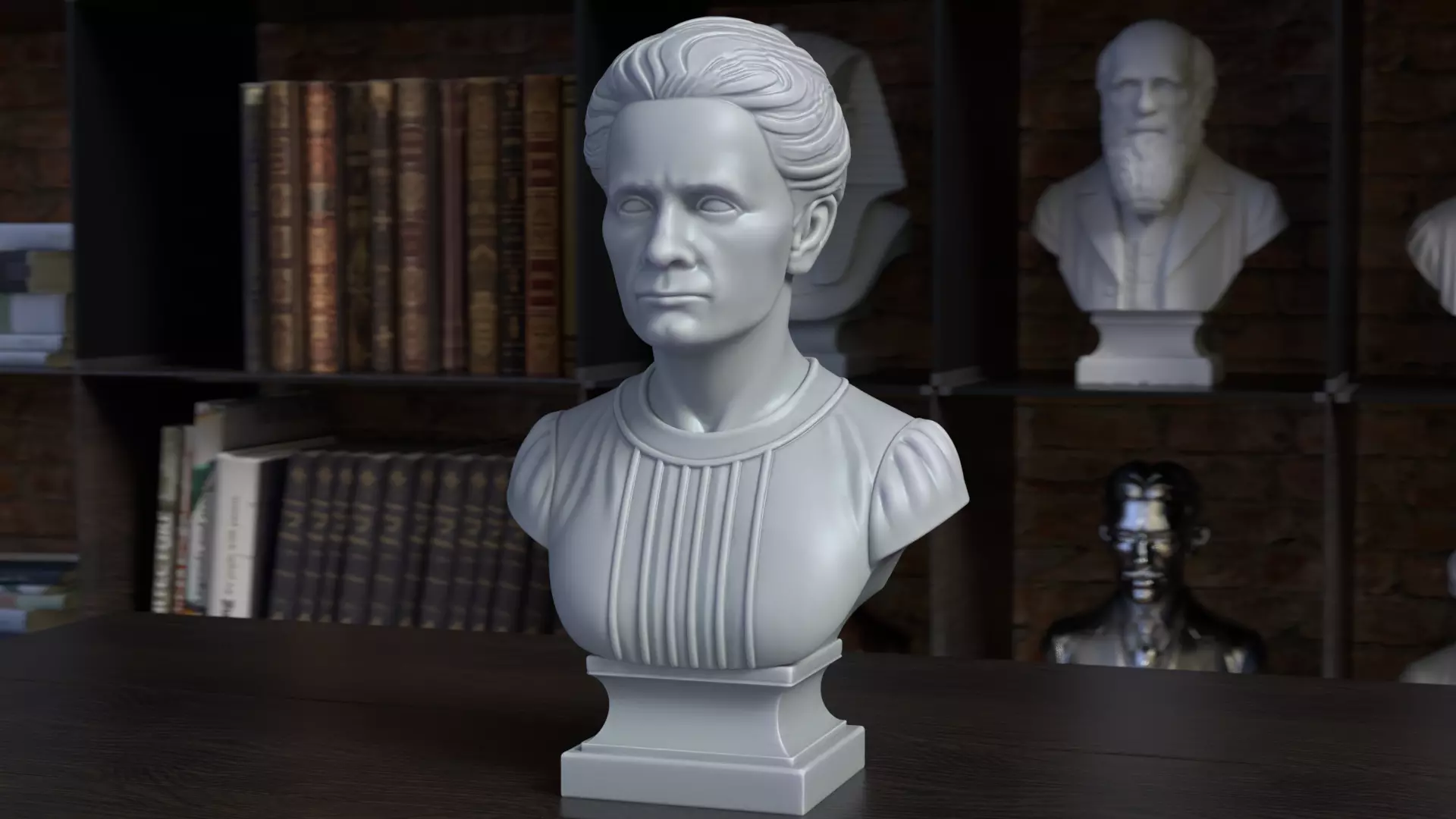 Marie Curie Bust Sculpture 3D Print Model STL Printable Bust 3D print model