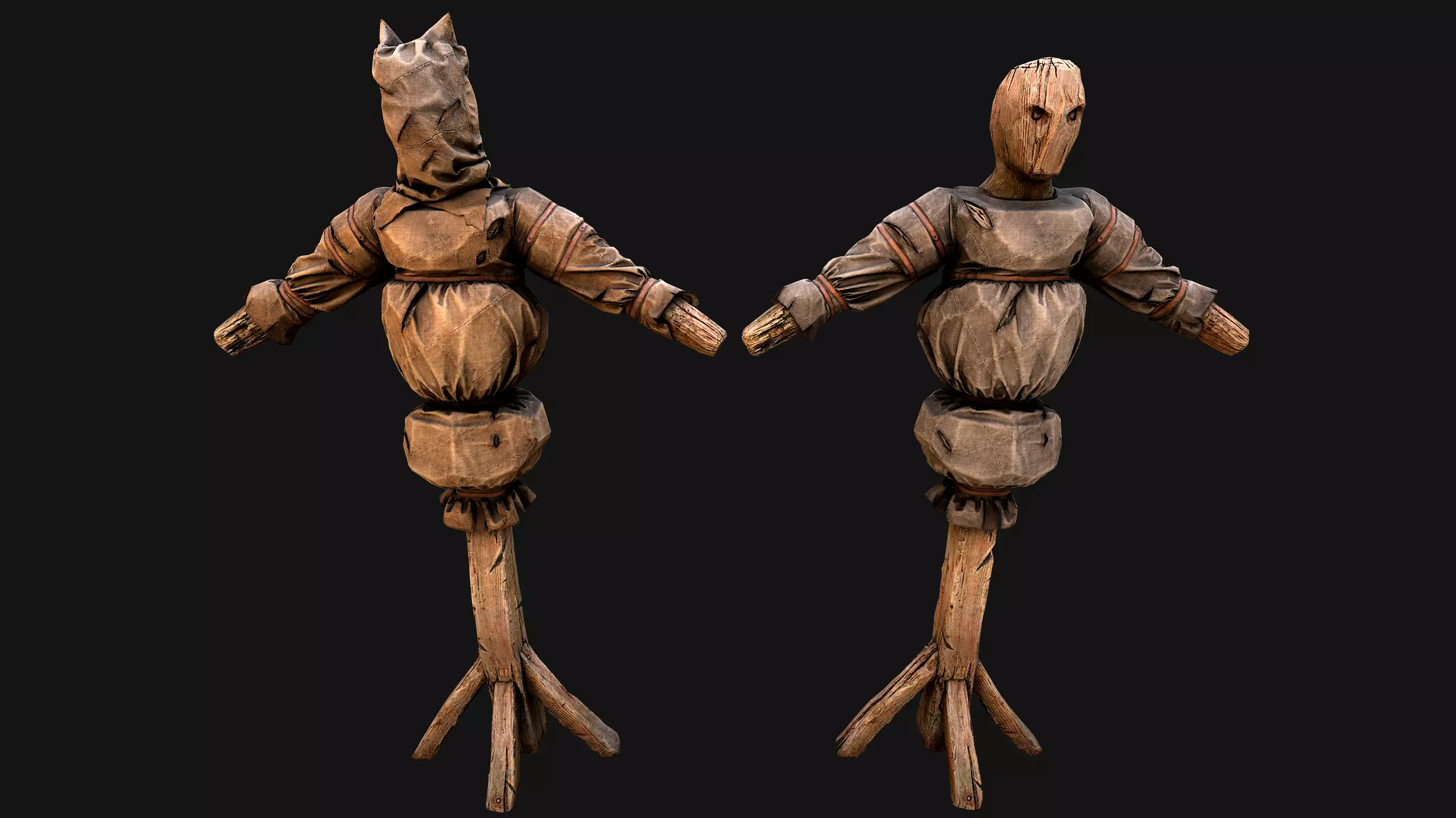 Wooden Dummy Medieval Training Camp Environment Low-poly 3D model_14