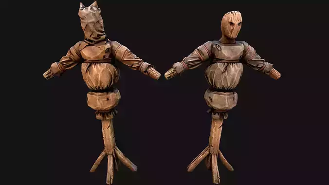 Wooden Dummy Medieval Training Camp Environment  Low-poly 3D model