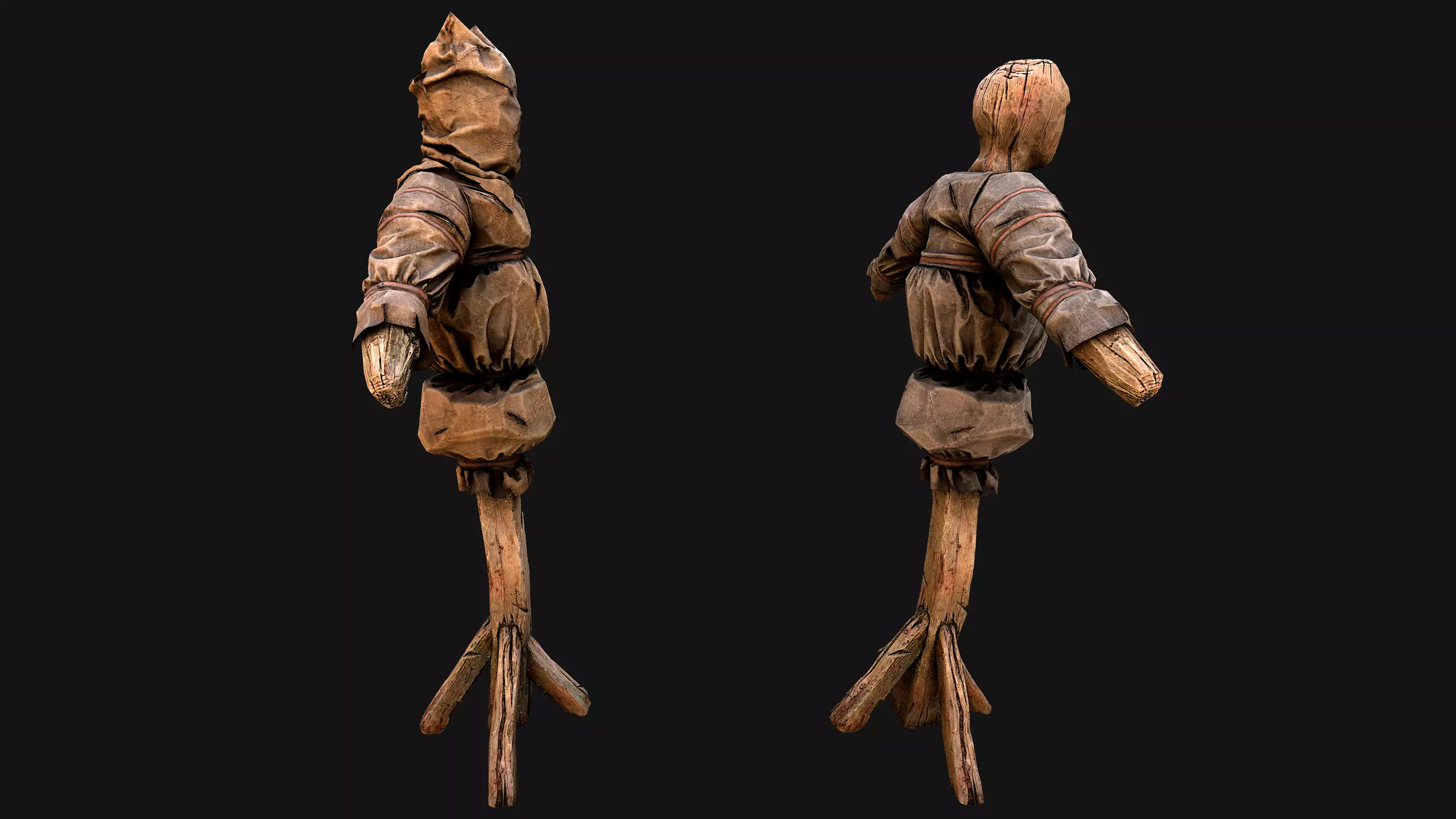 Wooden Dummy Medieval Training Camp Environment Low-poly 3D model_6