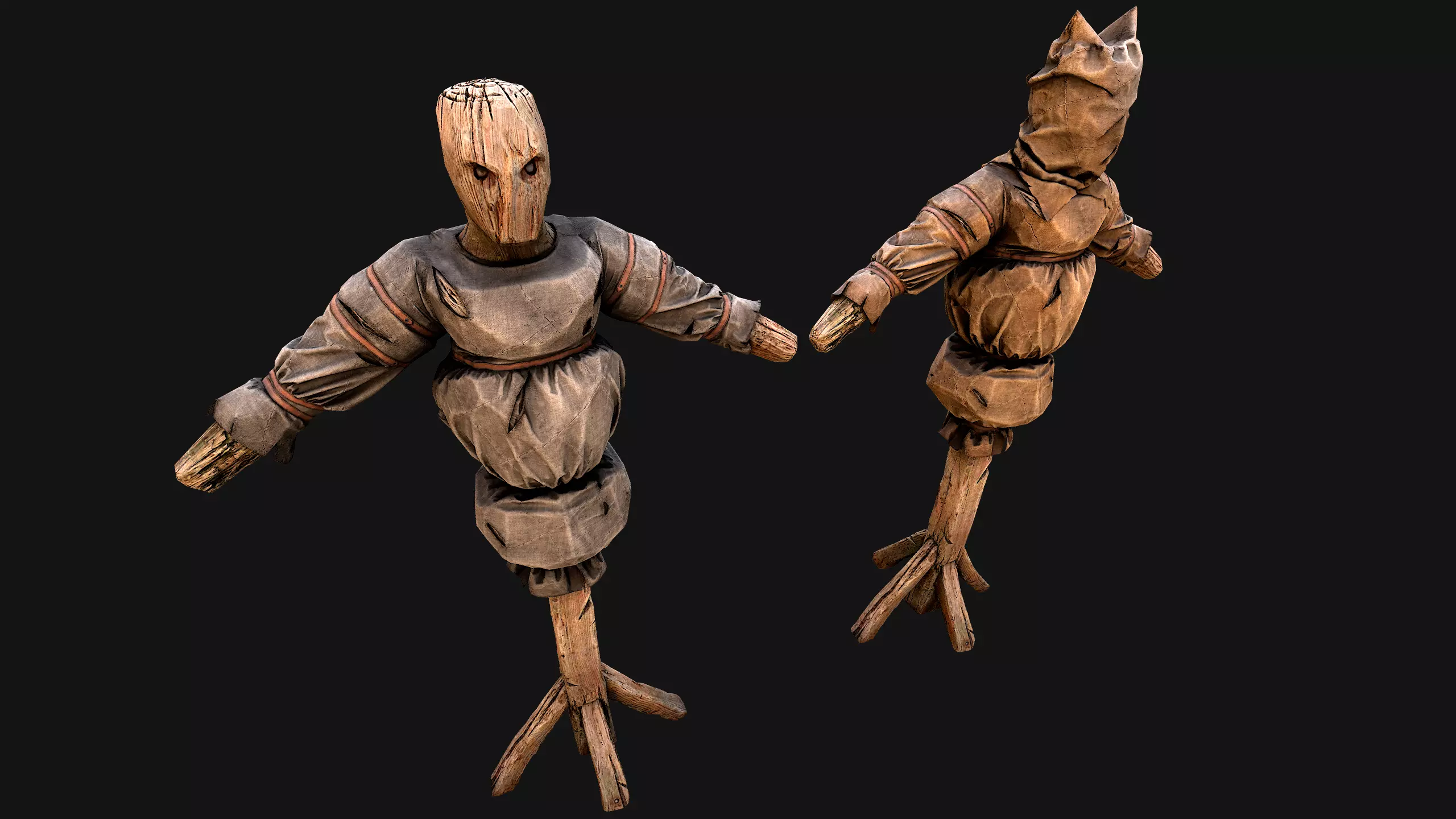 Wooden Dummy Medieval Training Camp Environment Low-poly 3D model_15