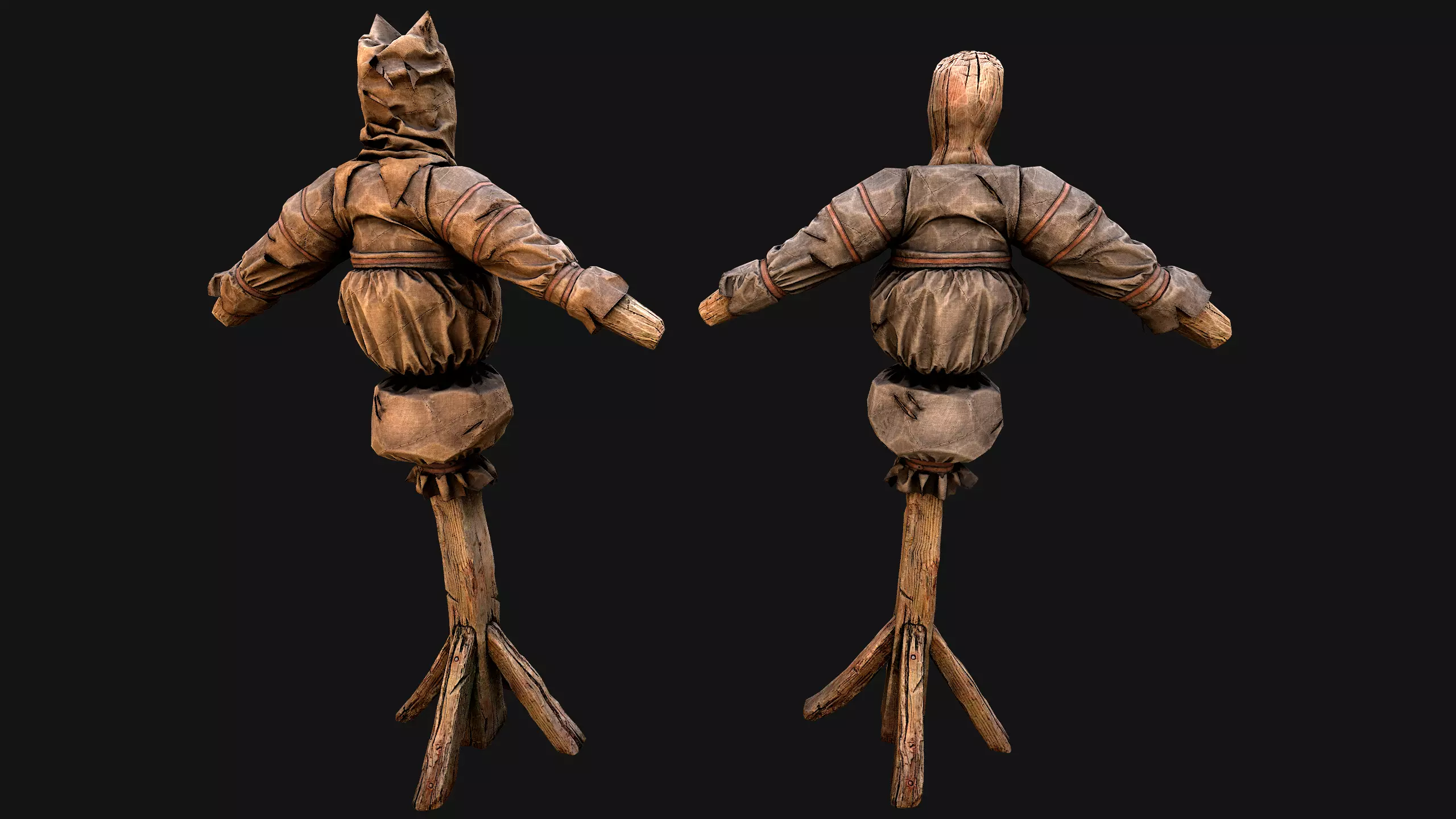 Wooden Dummy Medieval Training Camp Environment Low-poly 3D model_8