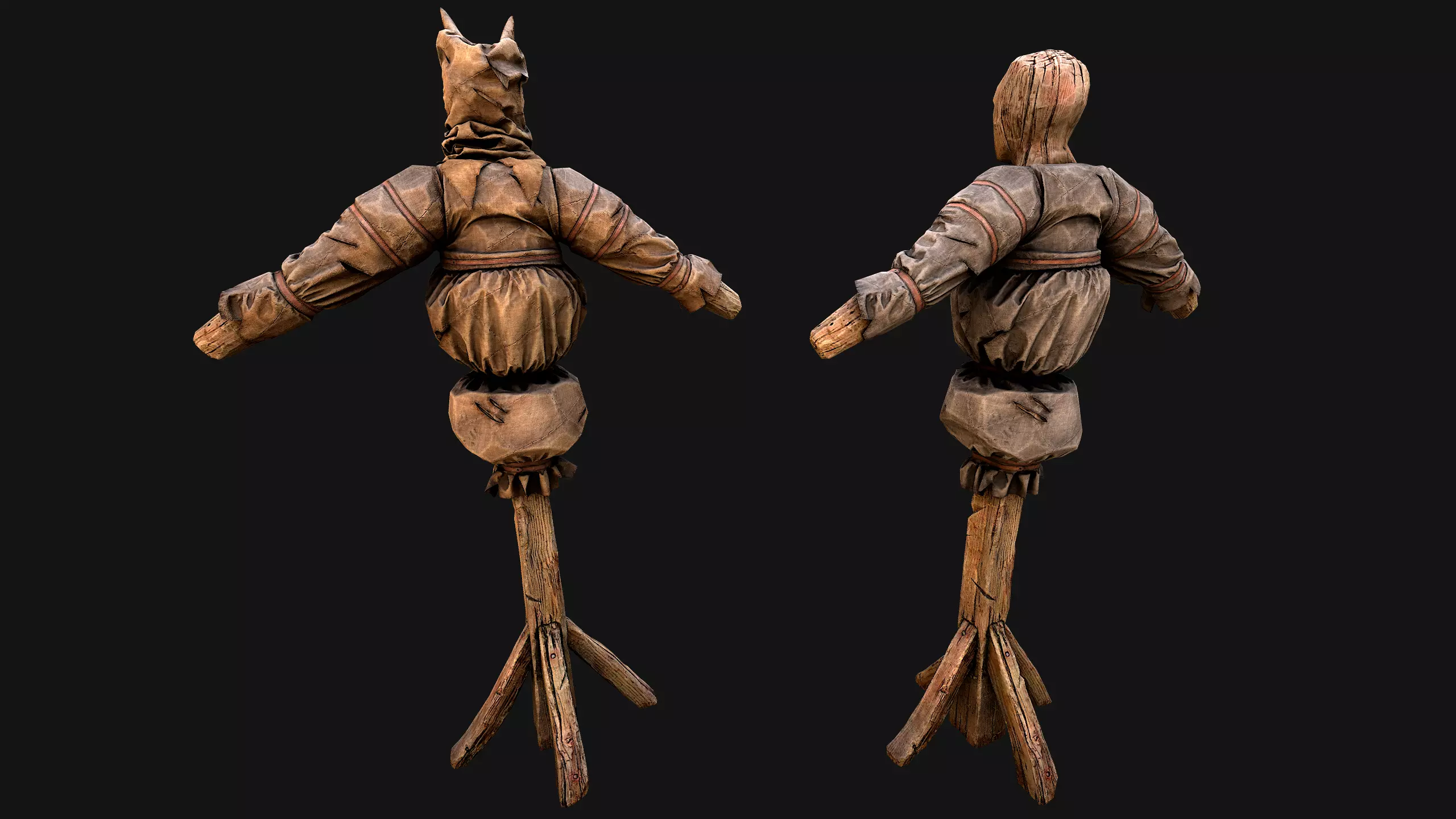 Wooden Dummy Medieval Training Camp Environment Low-poly 3D model_9