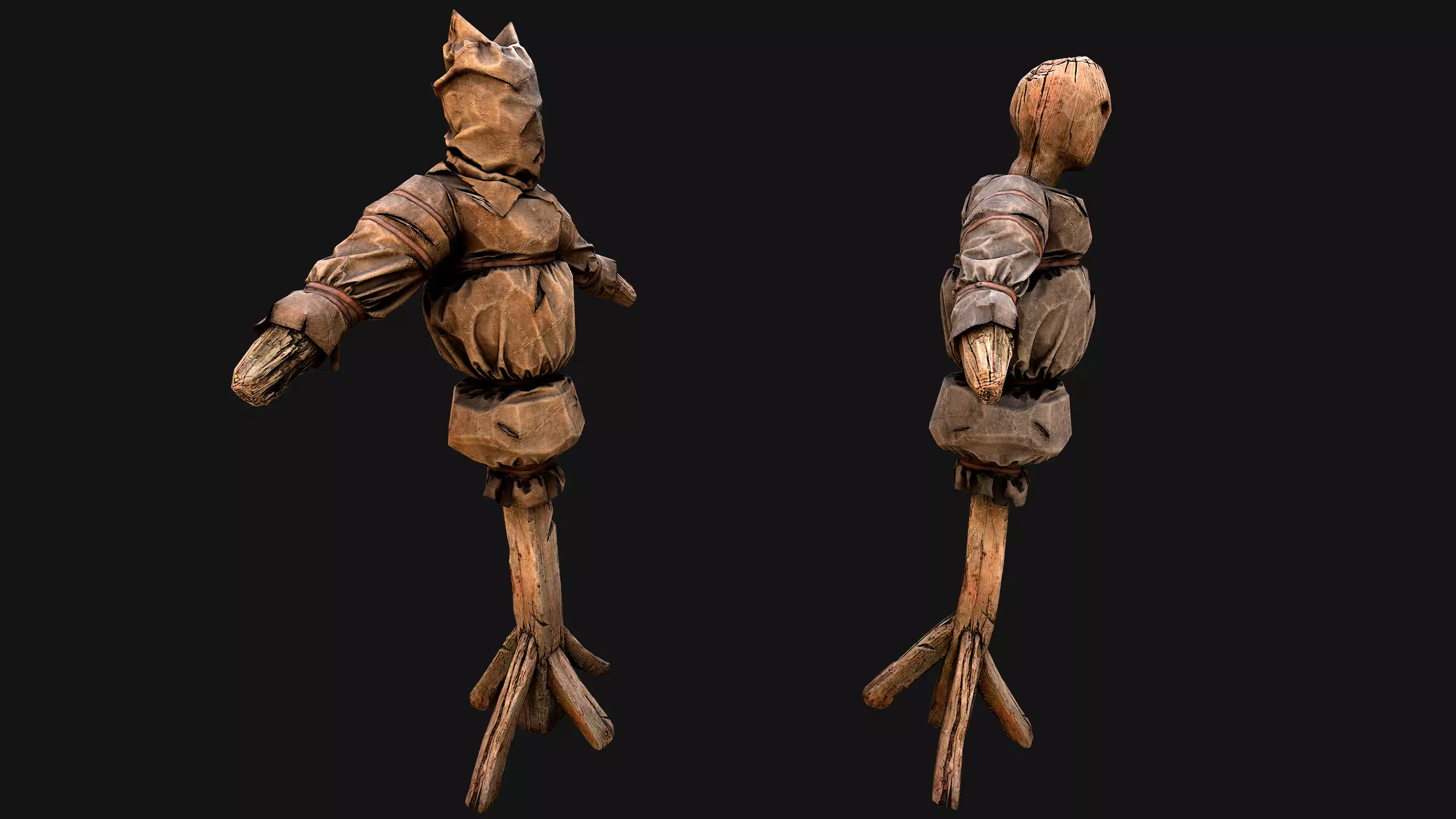 Wooden Dummy Medieval Training Camp Environment Low-poly 3D model_5