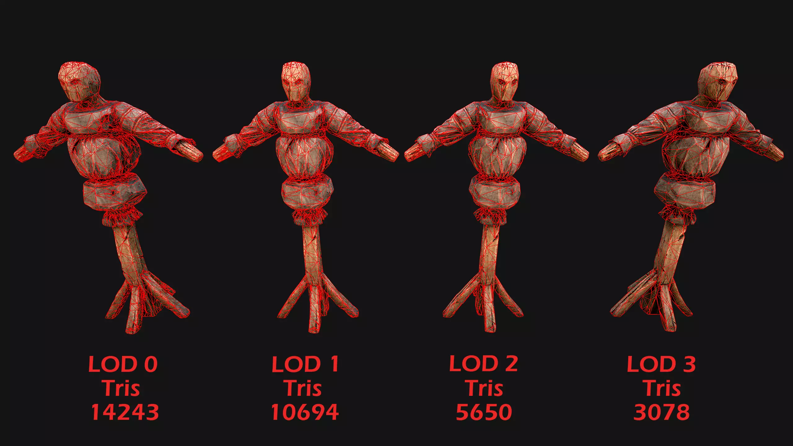 Wooden Dummy Medieval Training Camp Environment Low-poly 3D model_3