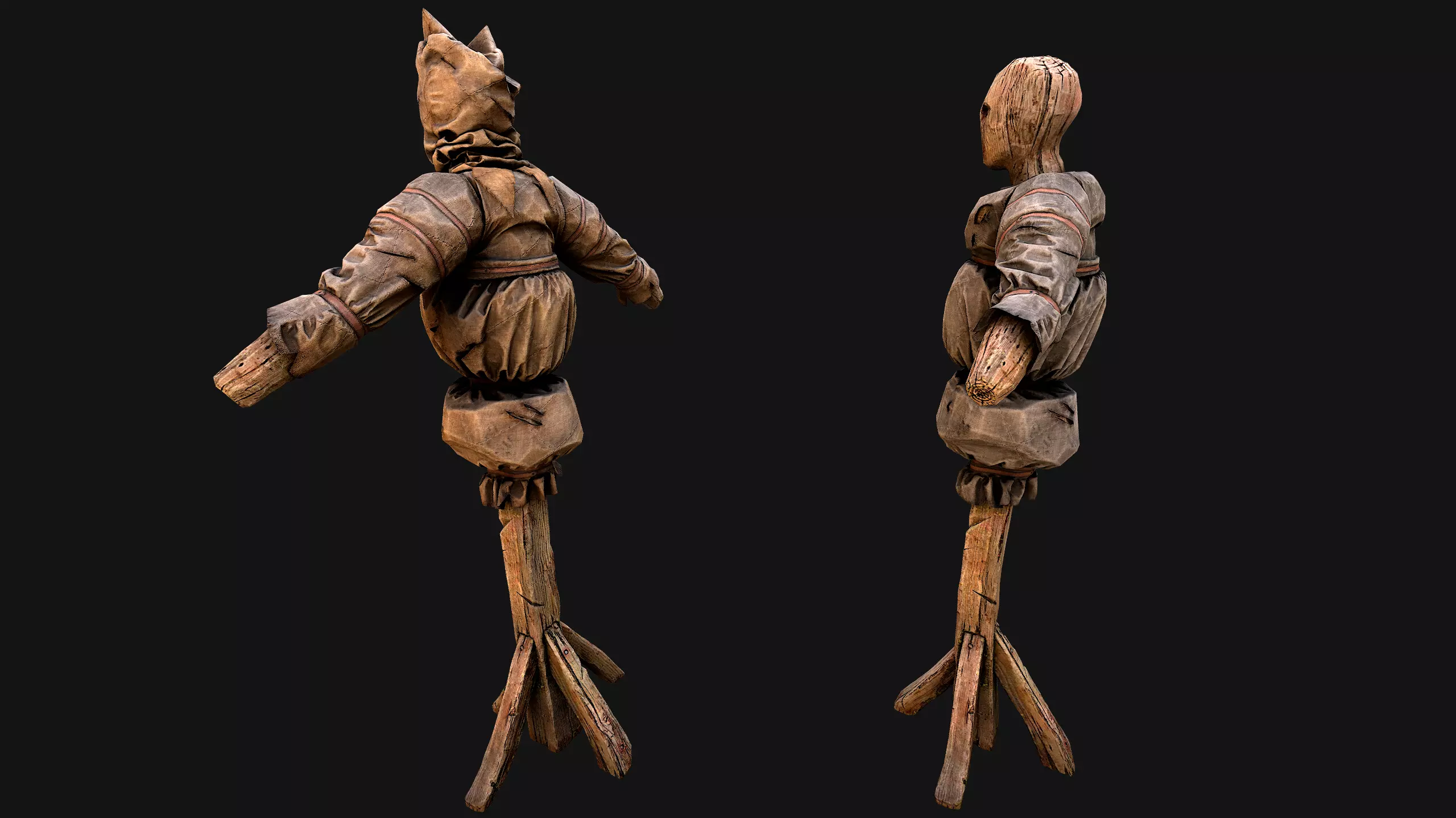 Wooden Dummy Medieval Training Camp Environment Low-poly 3D model_10
