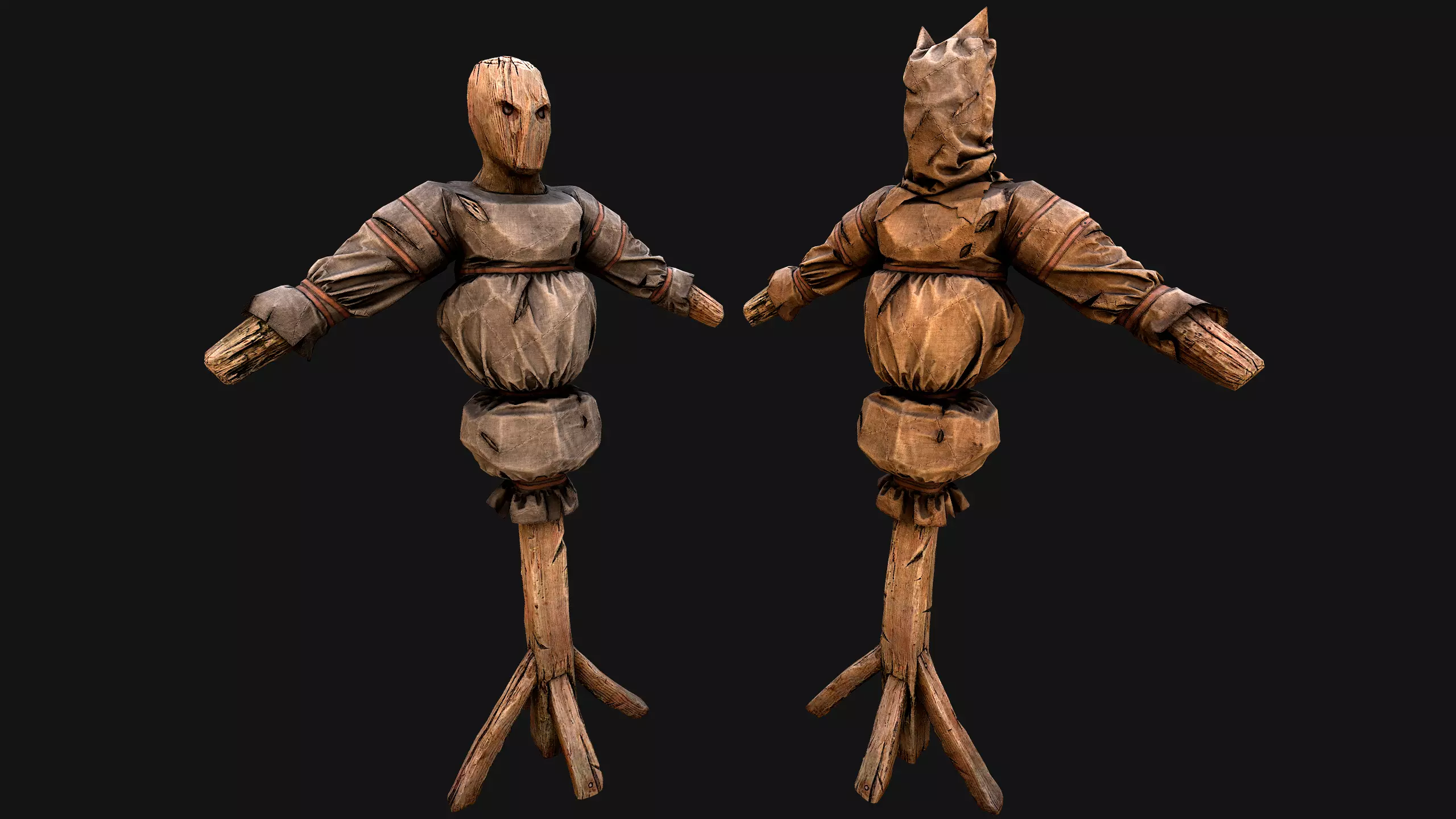 Wooden Dummy Medieval Training Camp Environment Low-poly 3D model_18