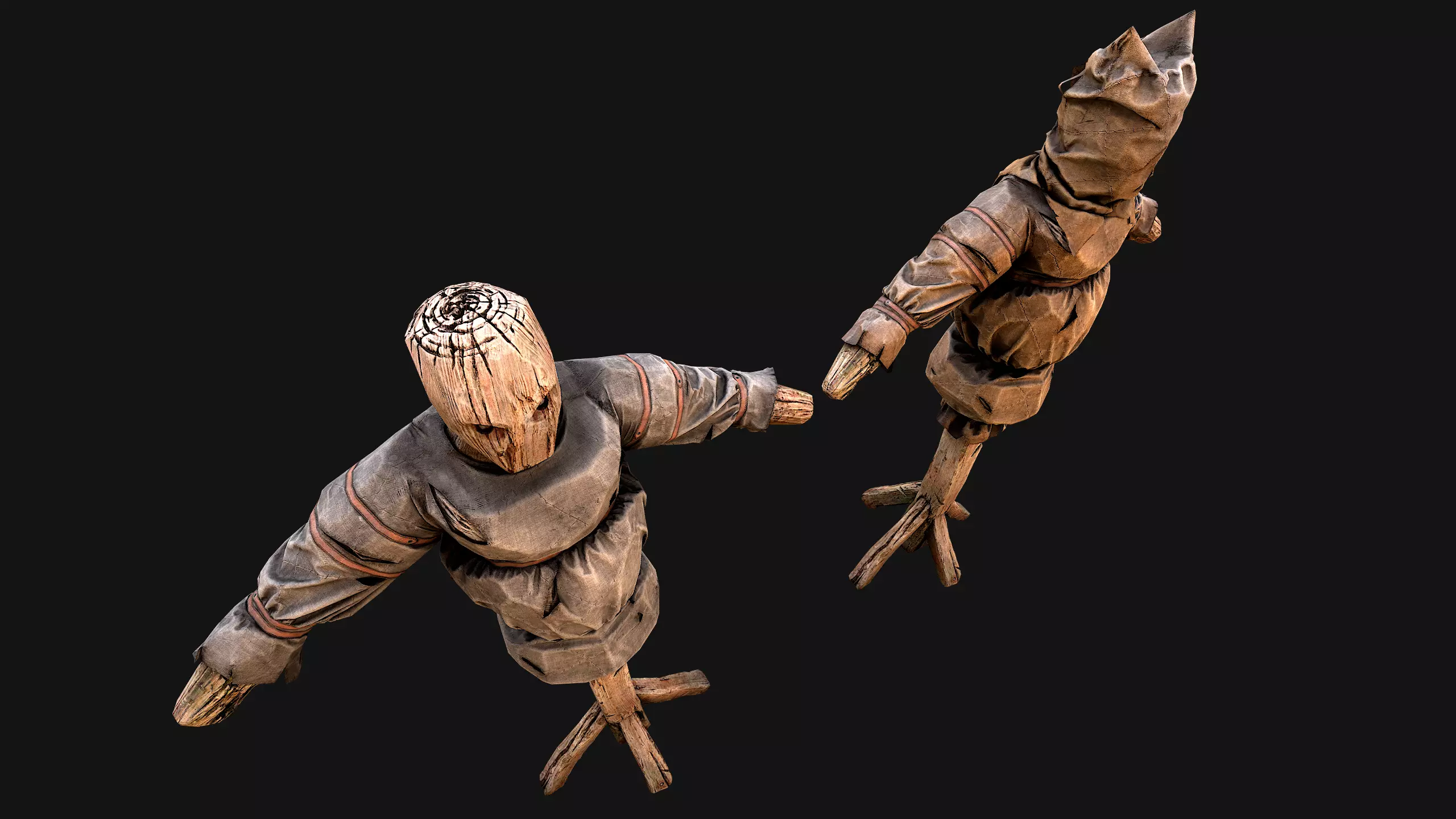 Wooden Dummy Medieval Training Camp Environment Low-poly 3D model_16