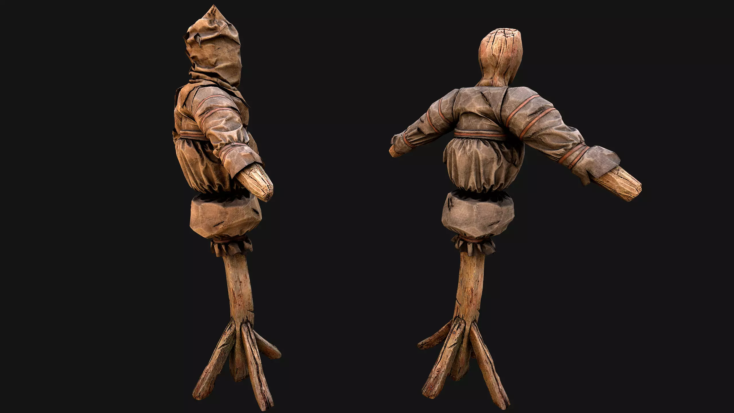 Wooden Dummy Medieval Training Camp Environment Low-poly 3D model_7