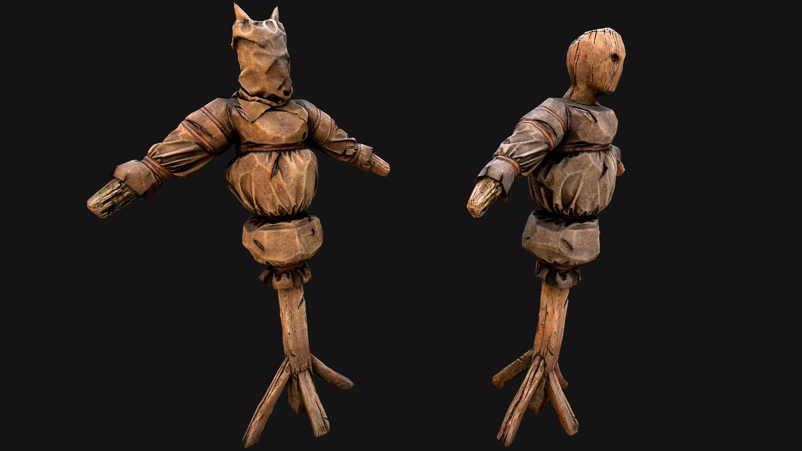 Wooden Dummy Medieval Training Camp Environment Low-poly 3D model_4